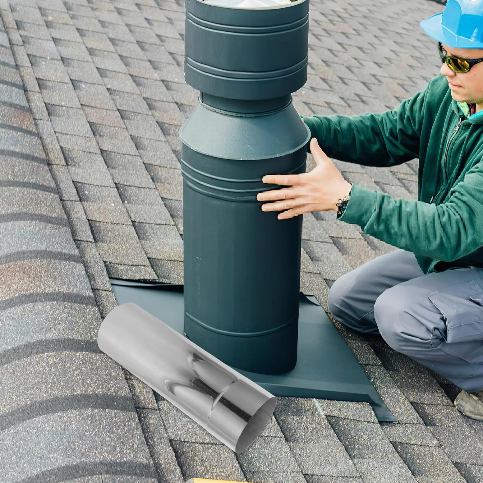 DOITOOL Prolunga per canna fumaria: tubo di scarico in acciaio inossidabile per stufa a legna - Tubo per resistente per caldaia di riscaldamento e uso domestico