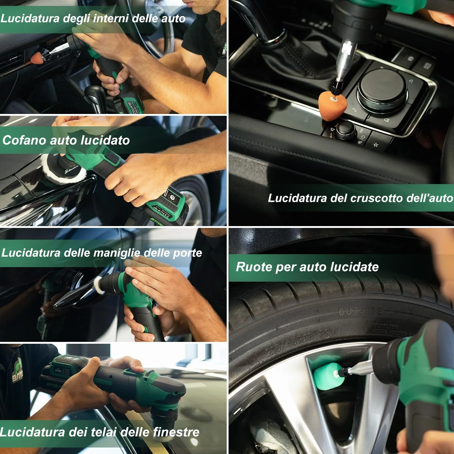 BATOCA S4 Lucidatrice Orbitale Rotativa a Batteria 12V 2.5Ah 2000-5500RPM Kit Lucidatura Auto