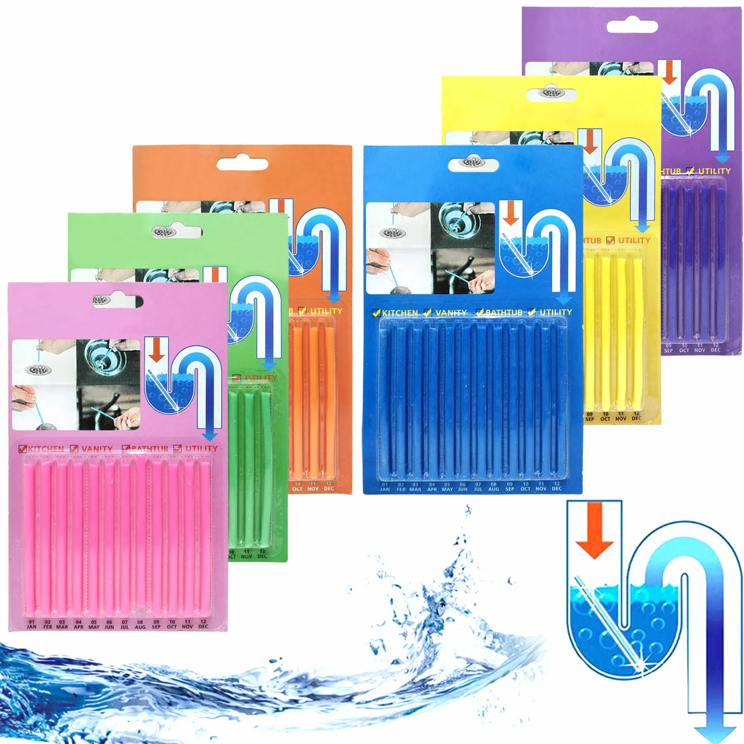 Sani Sticks Drain Sticks 72 pezzi zoccoli ostruzione cattivi odori