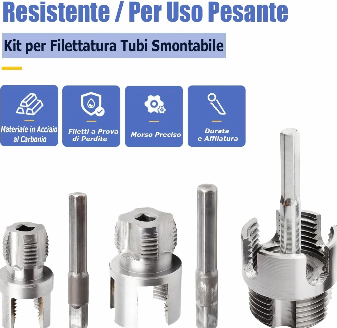 Mesee Kit per Filettatura Tubi PVC, Strumento Filettatura Interna ed Esterna, Compatibile Trapano Elettrico, 1/2"-1" PVC/PPR