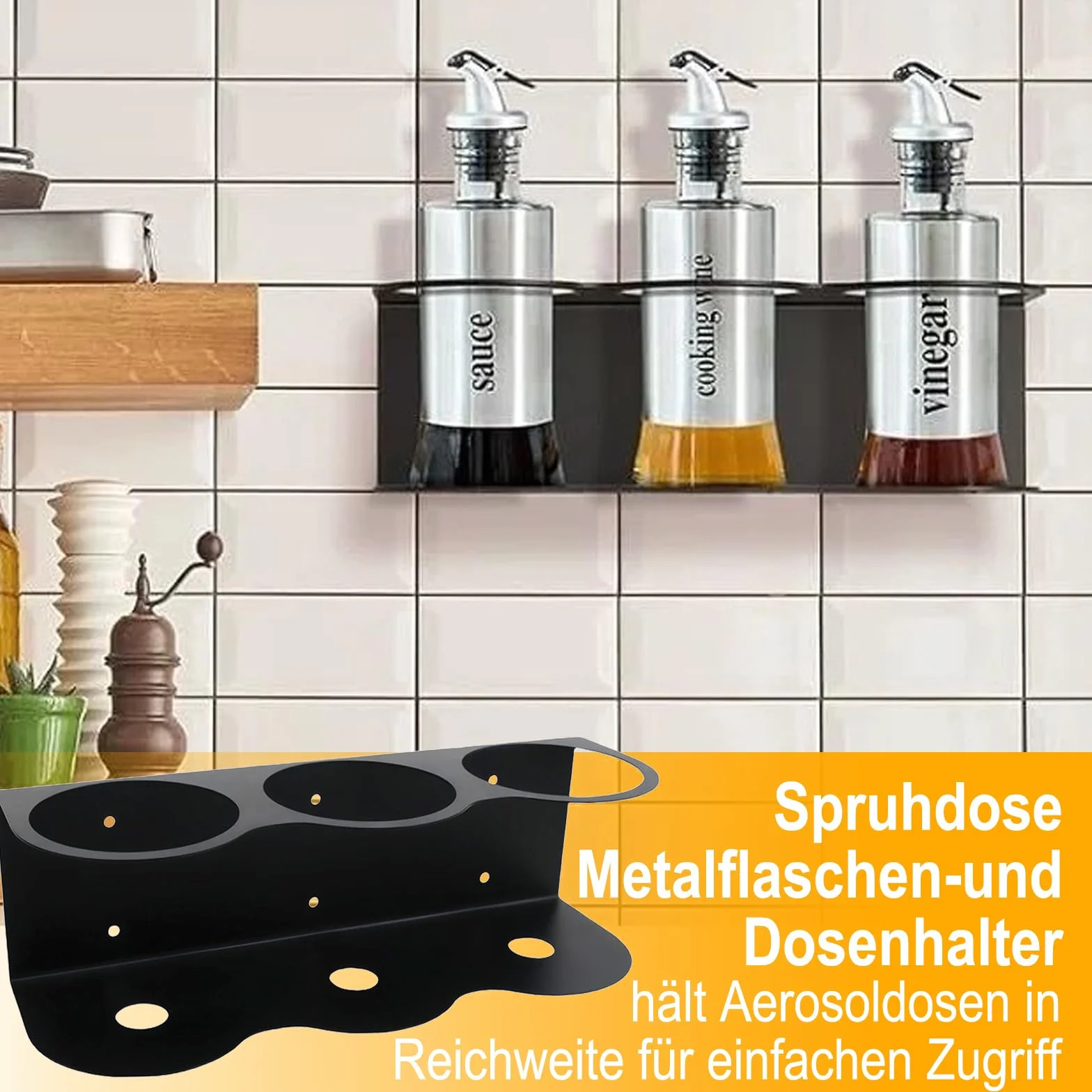 Bombolette Spray Portabottiglie Spray, Porta Lattine, Porta Bombolette Spray, Supporto per Bomboletta Spray, Accessorio per Attrezzi ad Aria Compressa per Garage Officina (3 Slot)