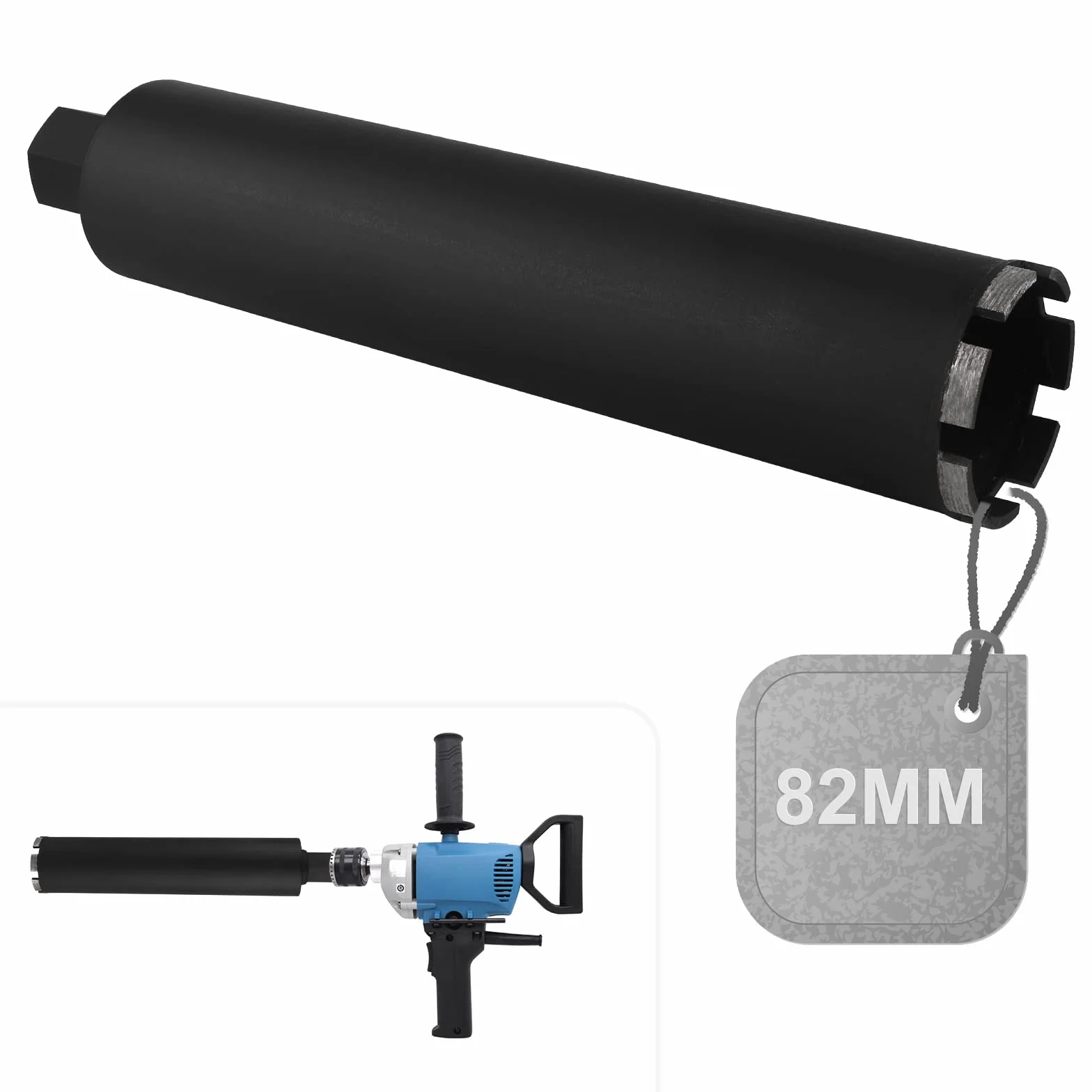 CPROSP Corona diamantata 82 mm 1¼" UNC 420 mm punta per trapano calcestruzzo cemento armato