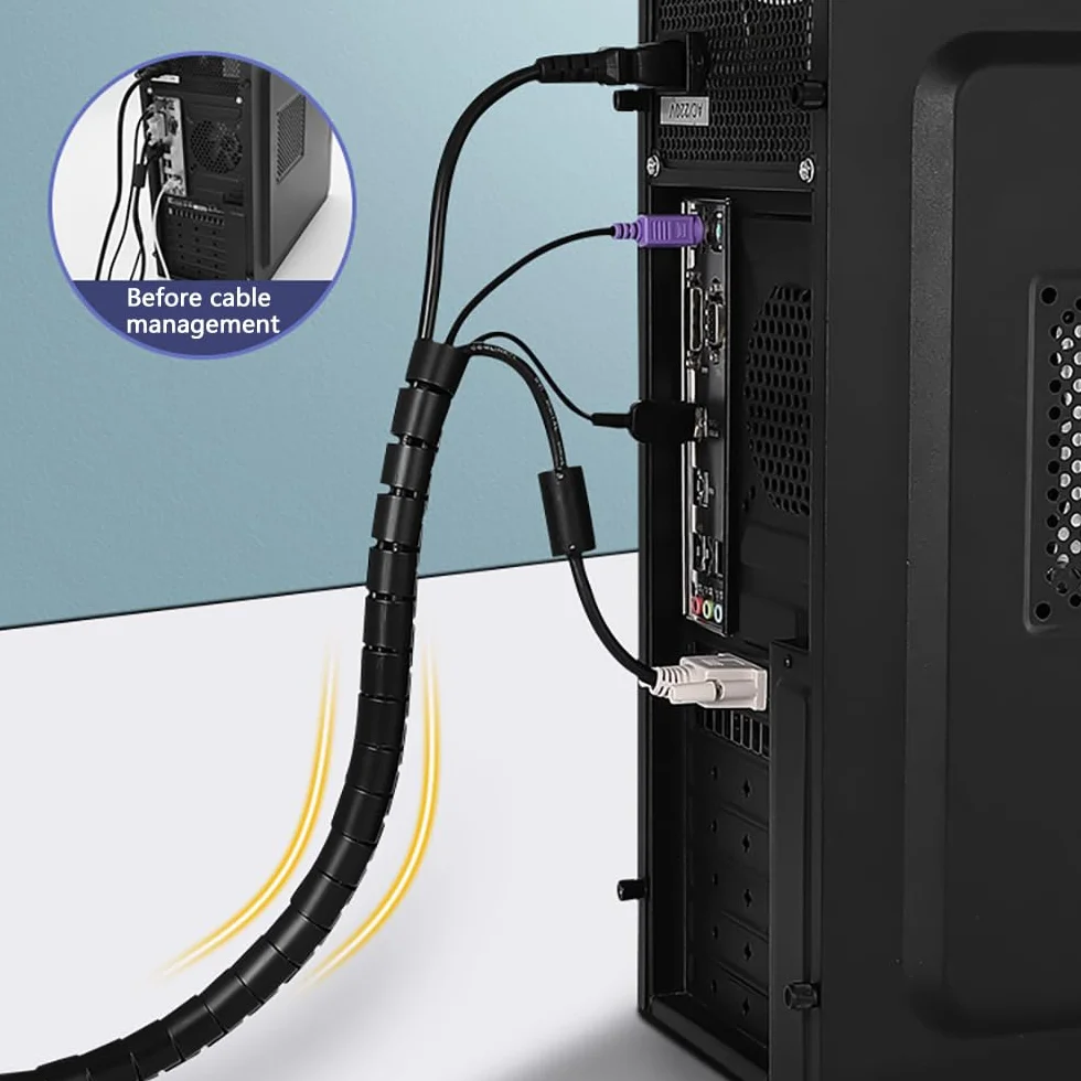Copri cavi Diametro 22 mm Lunghezza 3 m Nero Cable Management