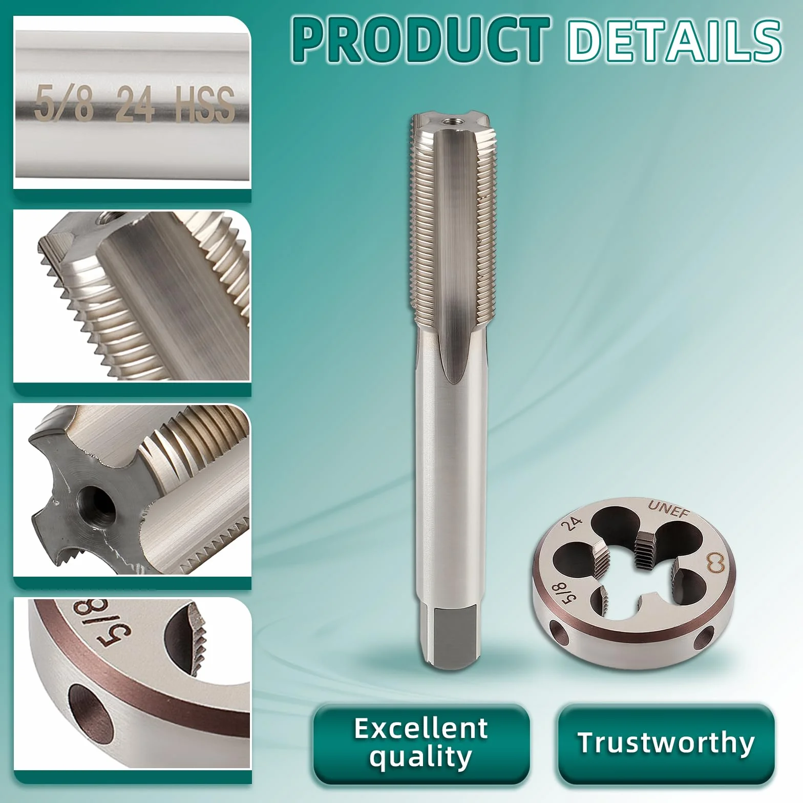 AUTOKAY HSS 5/8"-24 UNEF Tap e Die Set (5/8x24) RH