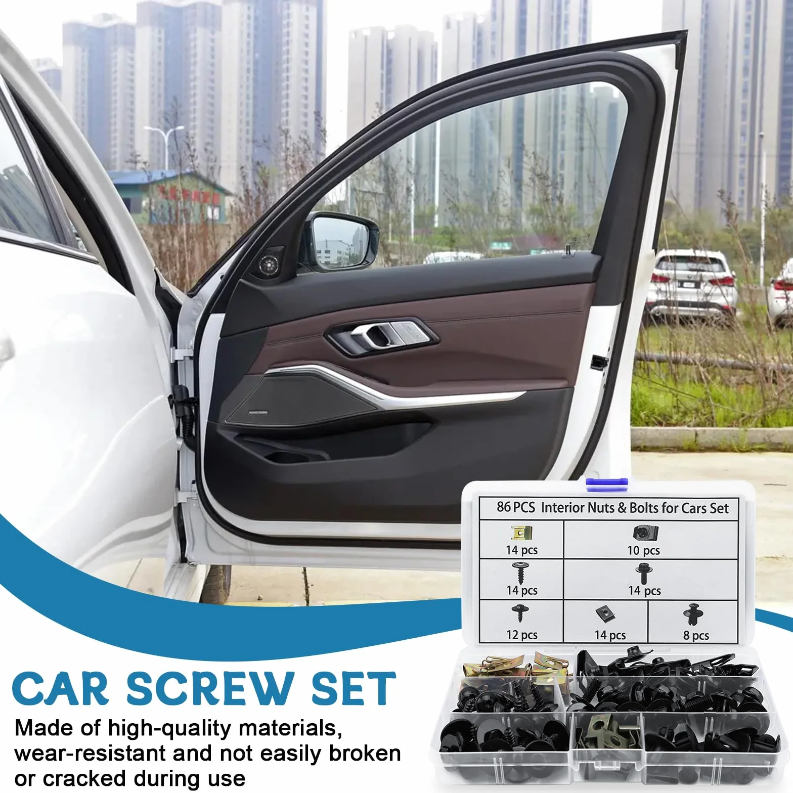 Mumjooyi 86 pezzi Set di Viti per Carrozzeria Kit Assortimento U-Clips Fissaggio Metallo
