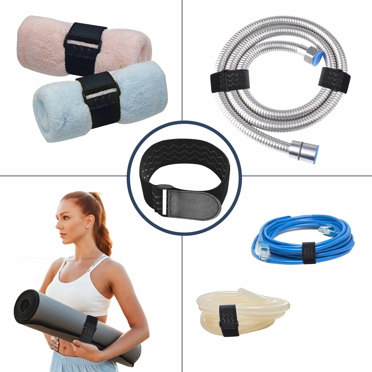 Cinghie Elastiche Antiscivolo 3 Misure 61/46/30cm x 5cm per Bicicletta Protezioni Pantaloni Bagagli