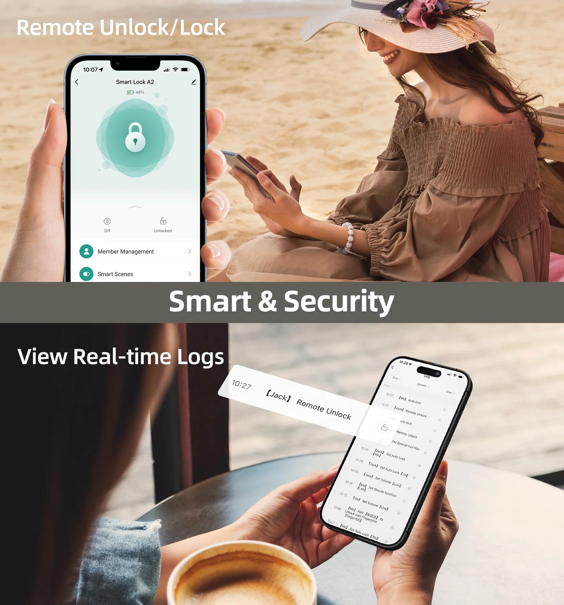 Set di serrature smart WiFi: HEANTLE Keyless Entry Serratura per porta d'ingresso, tastiera digitale elettronica con impronte digitali, chiavistello con maniglie, app telecomando, Alexa Voice