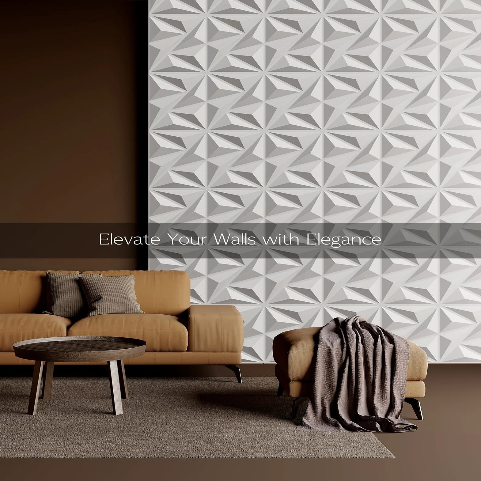 Confezione da 48 pannelli da parete 3D per decorazione di pareti interne, pannelli da parete in PVC testurizzato per interni di casa e ufficio, bianco, 30,5 x 30,5 cm, copre 47 mq.