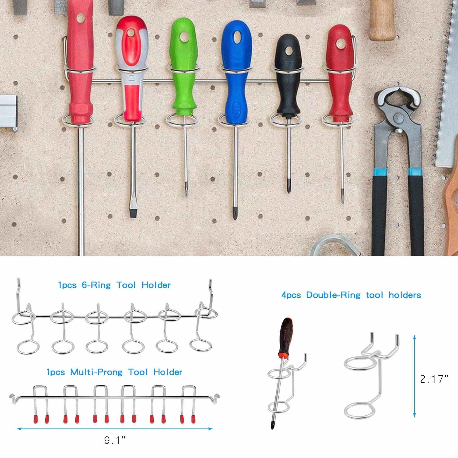 Assortimento di Ganci per Pannello Forato 138 Pezzi, Kit Organizer Accessori