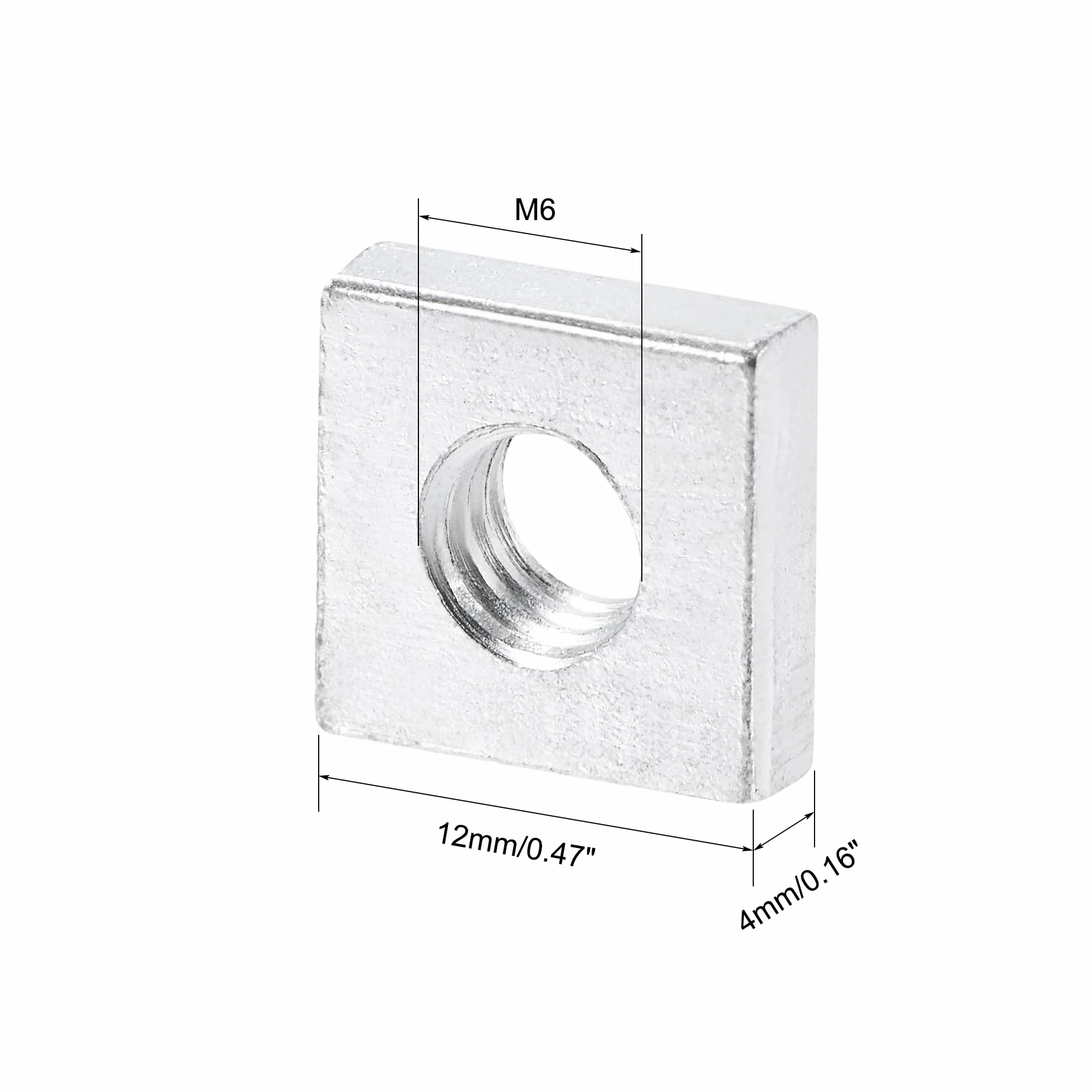 QUARKZMAN Dadi Quadrati M6x12mmx4mm Zincati Metrici Filettatura Grossa 25 Pz