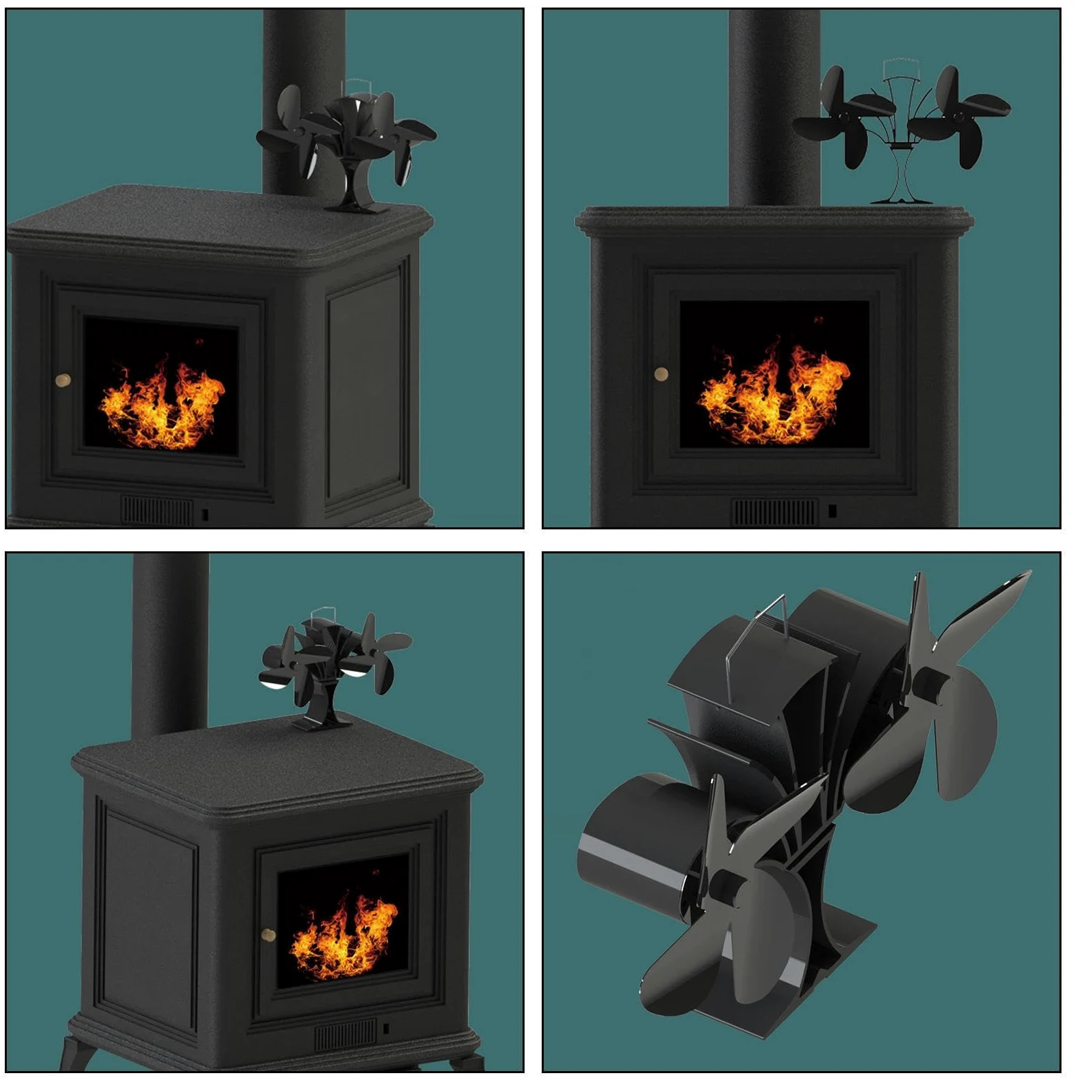 Ventilatore Per Stufa A Legna - Ventilatore Ecologico Silenzioso | Alimentato A Calore, Ventilatori Per Non Elettrici Per La Casa | Ventilatores Per Circolatore Di Riscaldamento Con Bruciatore