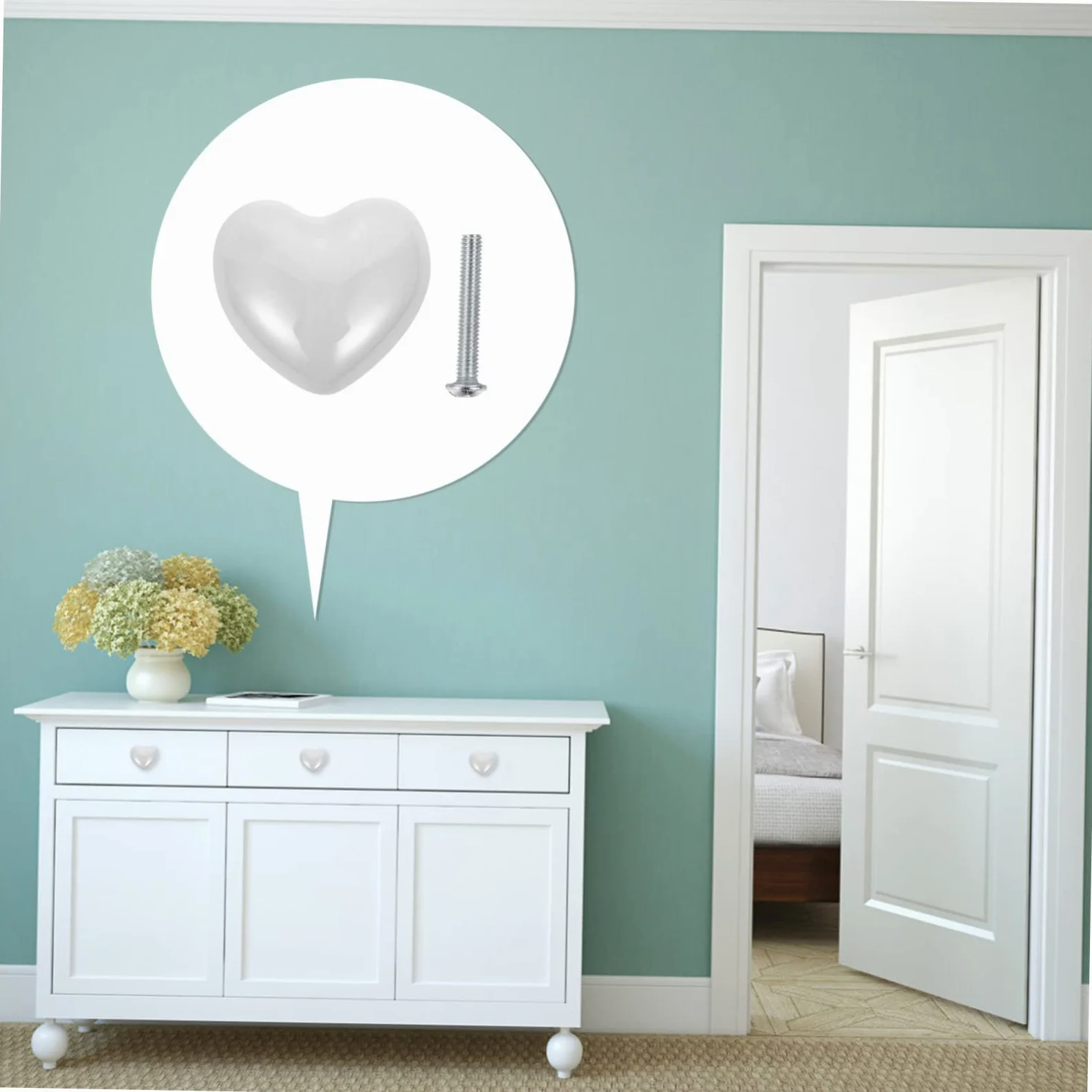 ORFOFE Pomelli a Cuore in Ceramica Bianca per Cassetto, 10 Pezzi | Lega di Zinco, Finitura Elegante e Moderna, per Armadio e Cassettiera, Decorativi per Casa