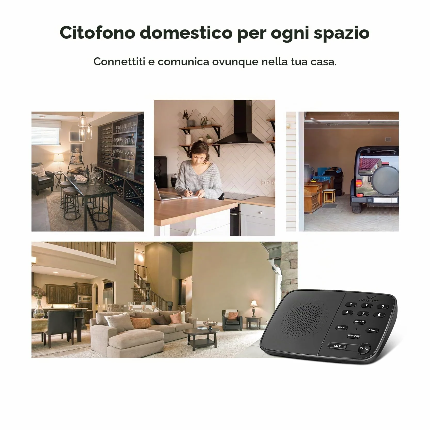 Hosmart UltraSpeak Pro, citofono wireless per la casa, citofono bidirezionale in tempo reale Full Duplex per uso domestico, sistema di interfono domestico con suono chiaro, per affari, con portata di