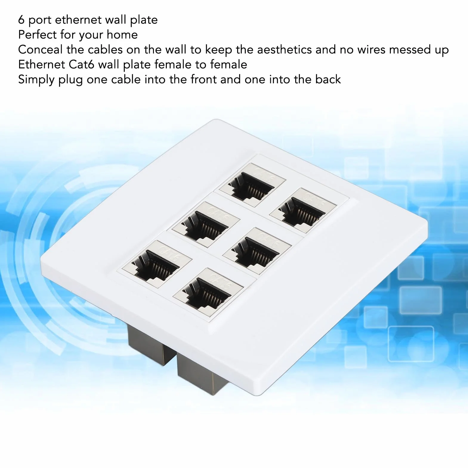 Presa per Piastra a Muro Ethernet Cat6, Piastra Jack per Accoppiatore a Muro Keystone a 6 Porte RJ45 da Femmina a Femmina