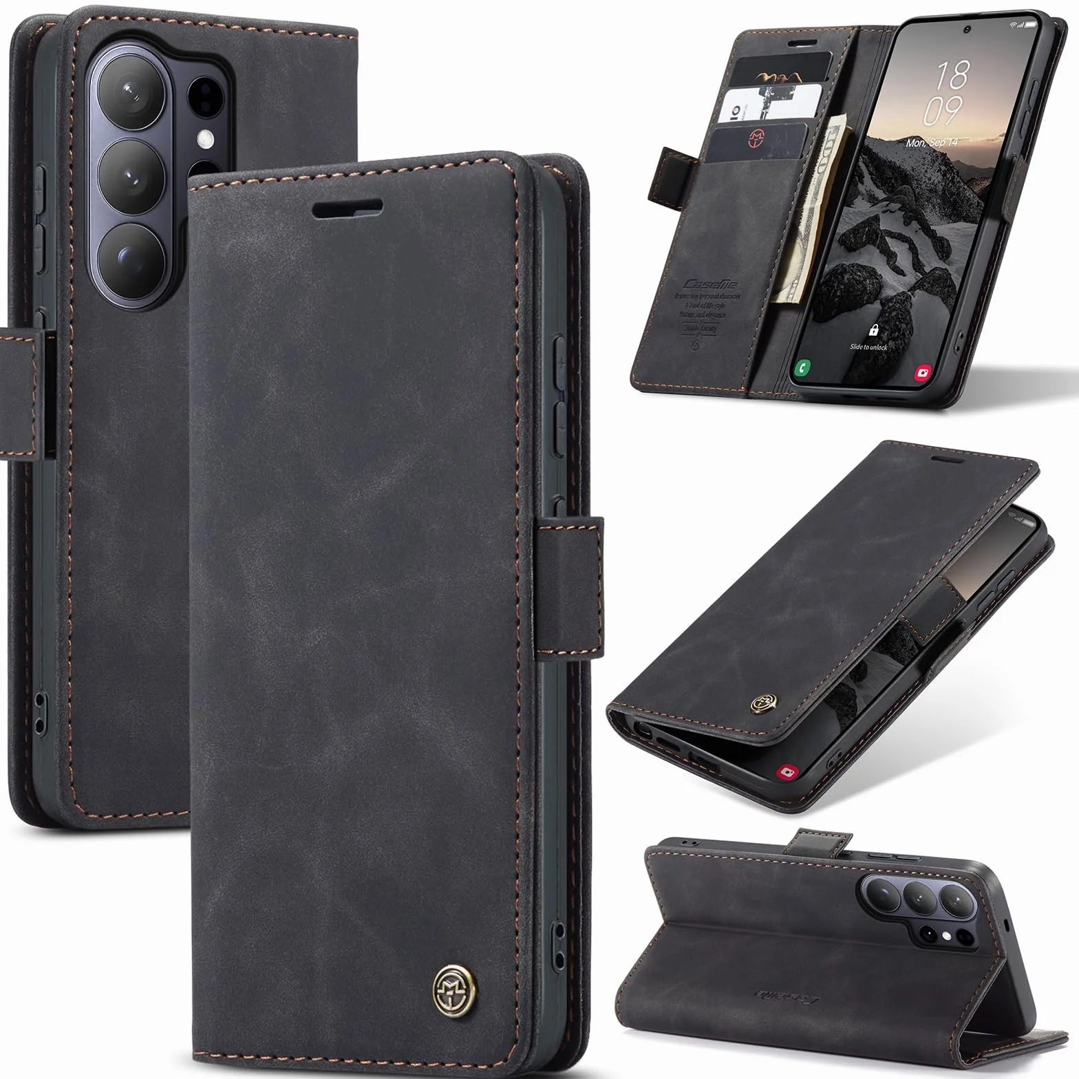 Cover per Samsung Galaxy S26 Ultra 5G, Premium PU Pelle Custodia, Magnetica Carta Fessura Portafoglio Case, Flip Cavalletto Custodia per Samsung Galaxy S26 Ultra - Nero