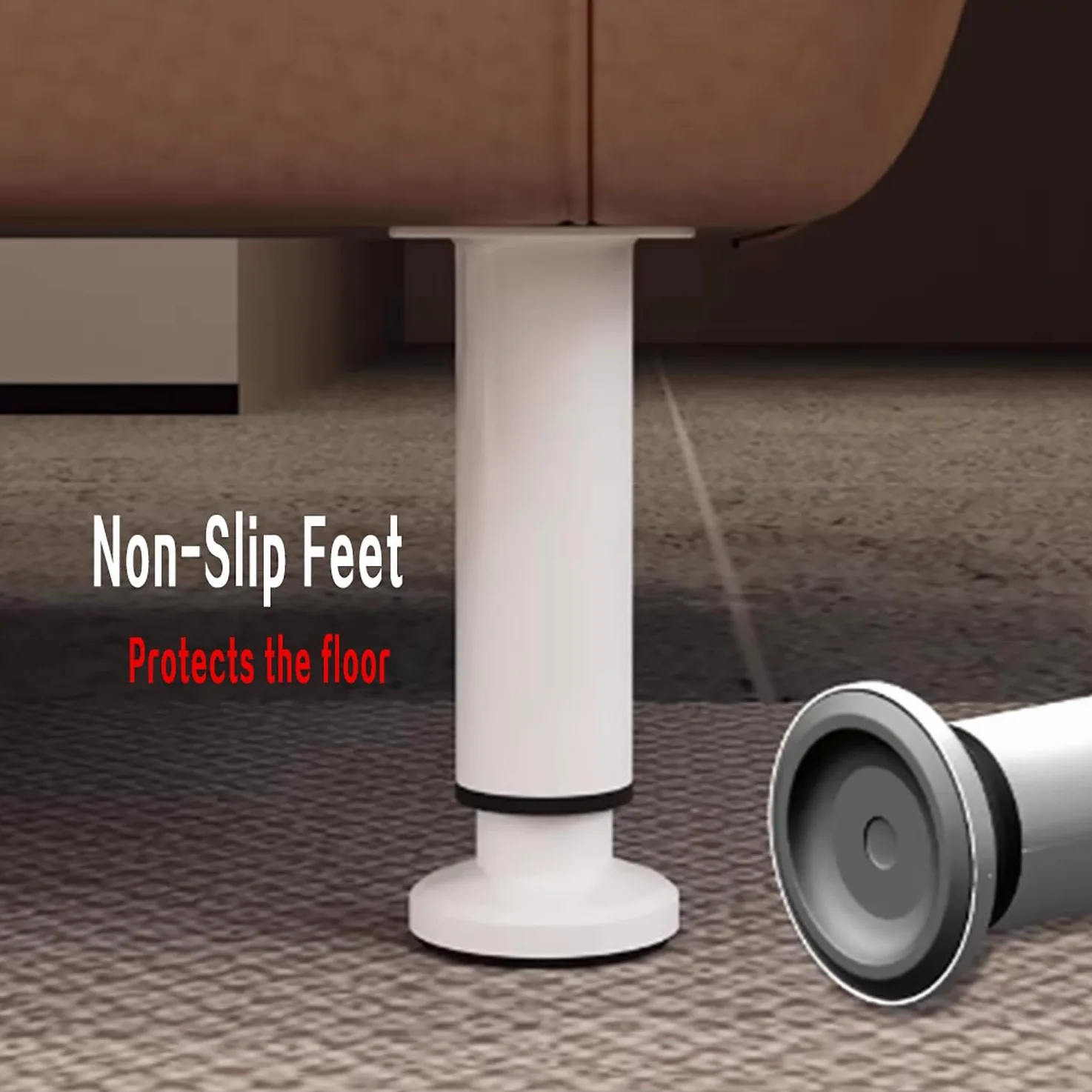 2 Pezzi Piedini per Mobili Regolabili, Gambe per Mobili 12-18cm 25-42cm, Piedini di Supporto in Metallo Bianco per Letto Rete a Doghe Divano(72-110cm/28-43in)