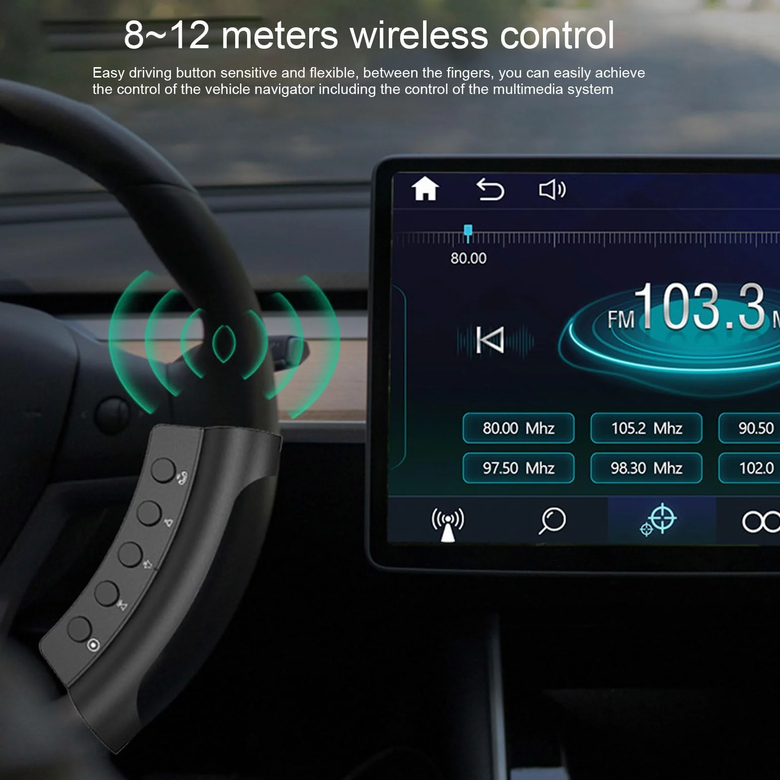 Telecomando Al Volante, Pulsanti Sul Volante di Controllo Wireless 10 Tasti Controller per Lettore DVD GPS per Autoradio Universale Multifunzionale