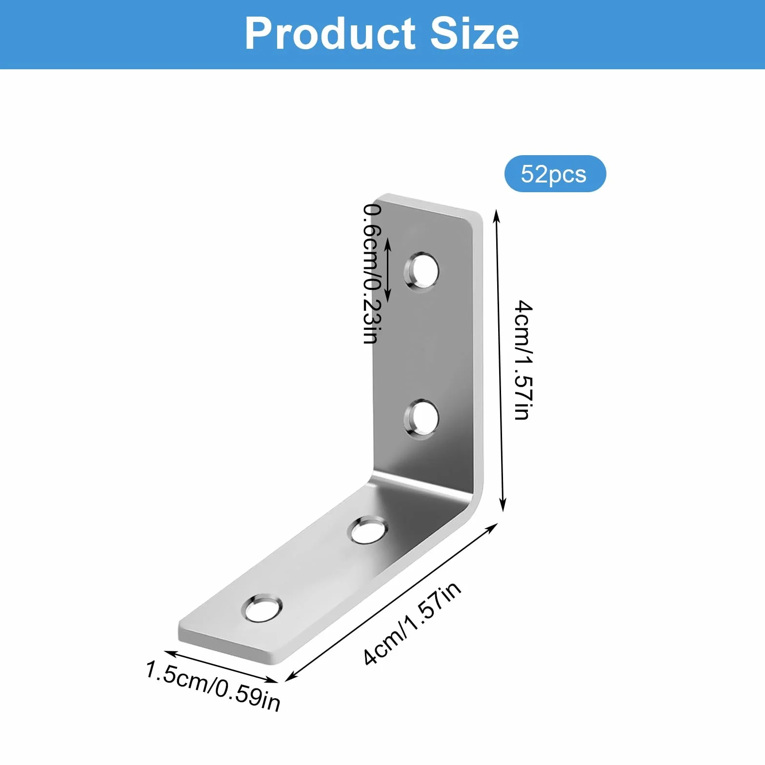 Squadra di fissaggio 52 pezzi staffa metallo 40x40 mm angolo retto L supporto 90 gradi per mobili