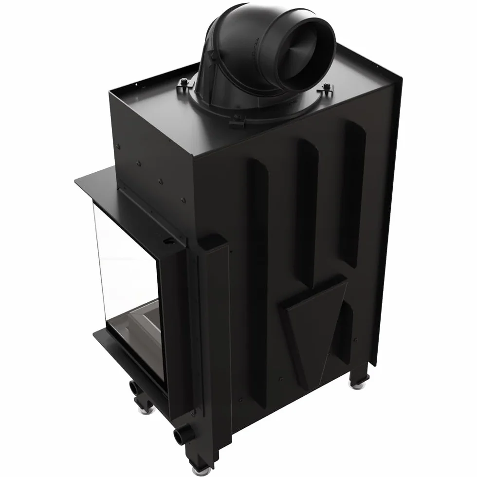 KRATKI Camino in acciaio 8 kw Floki destra fi 160 Nero inserto camino BImSchV Livello 2 per legno