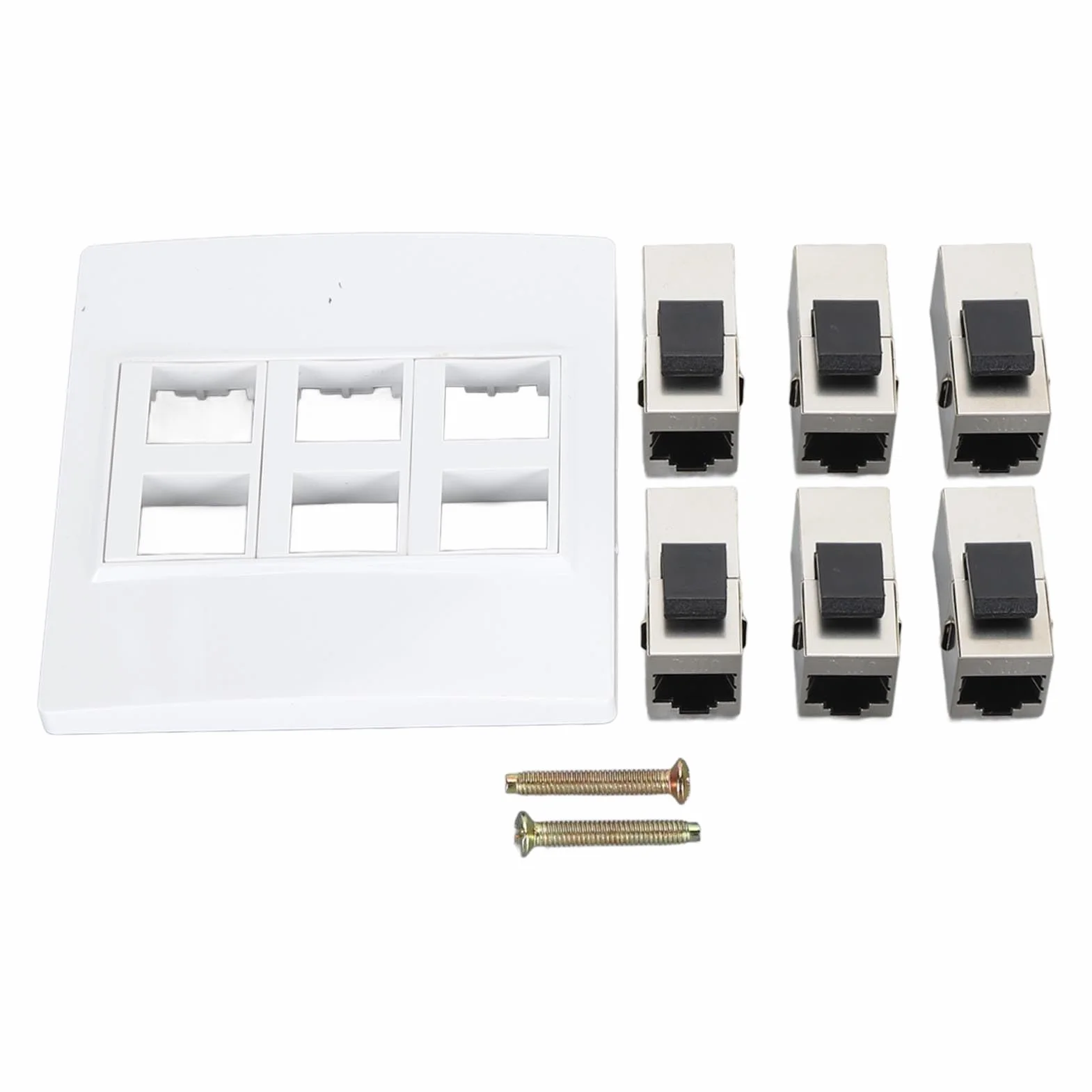 Presa per Piastra a Muro Ethernet Cat6, Piastra Jack per Accoppiatore a Muro Keystone a 6 Porte RJ45 da Femmina a Femmina