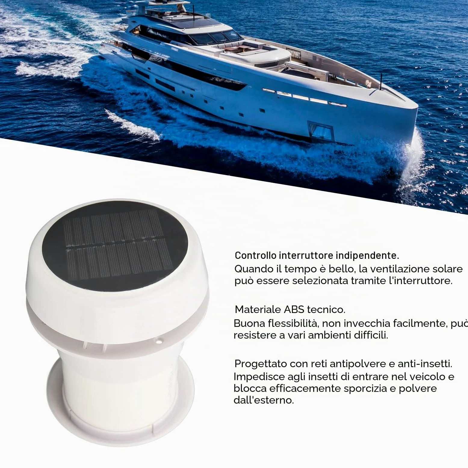 Ventilatore Tetto per, DC12V Ventilatore Tetto per Sfiato Silenzioso Ad Energia Solare per, Roulotte, Yacht