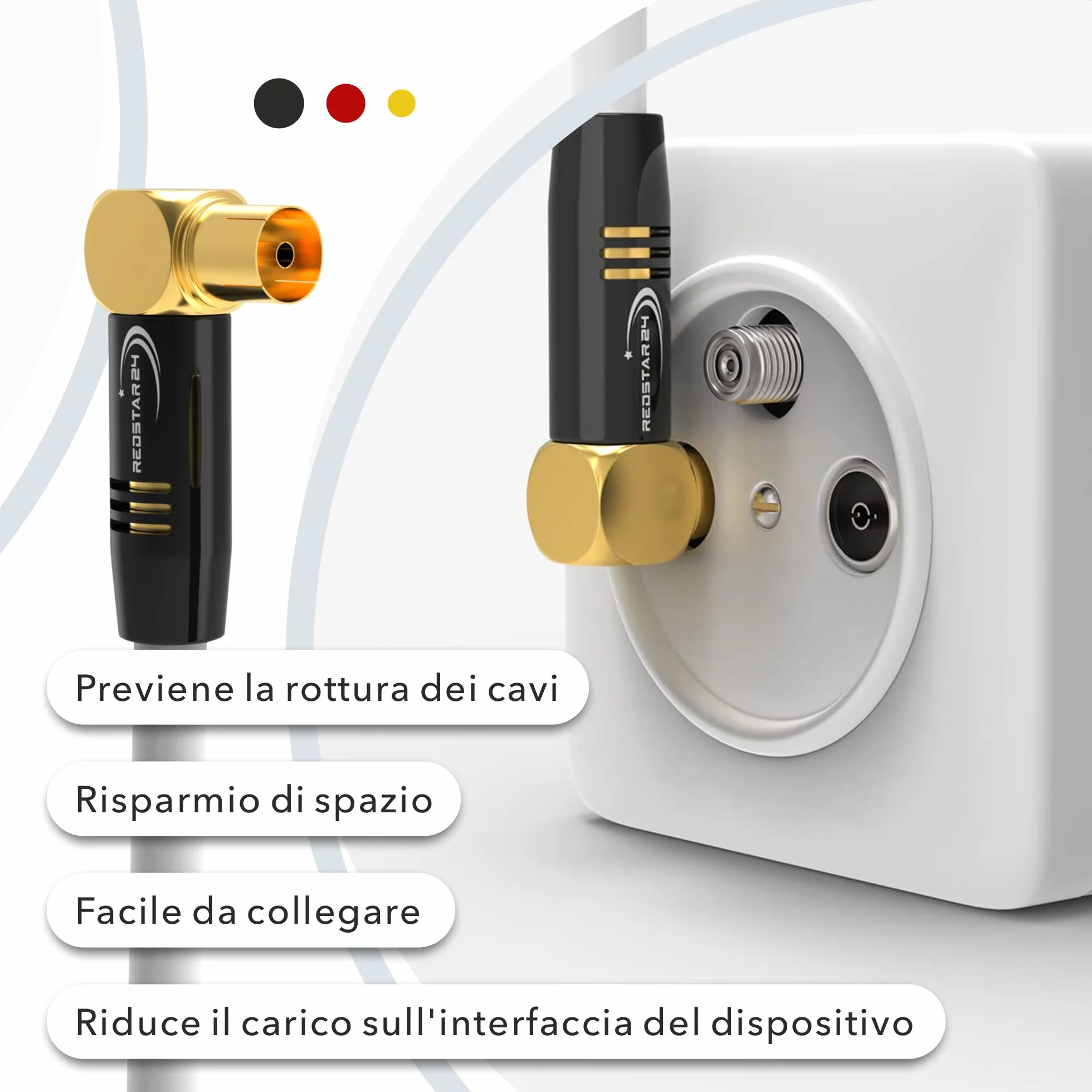 RedStar24 Cavo Antenna 5m Bianco - 90° Angolato Coassiale | Maschio a Femmina - Premium per TV via Cavo | Compatibile Con TV, Radio, DVB-T/T2, DVB-C, DAB