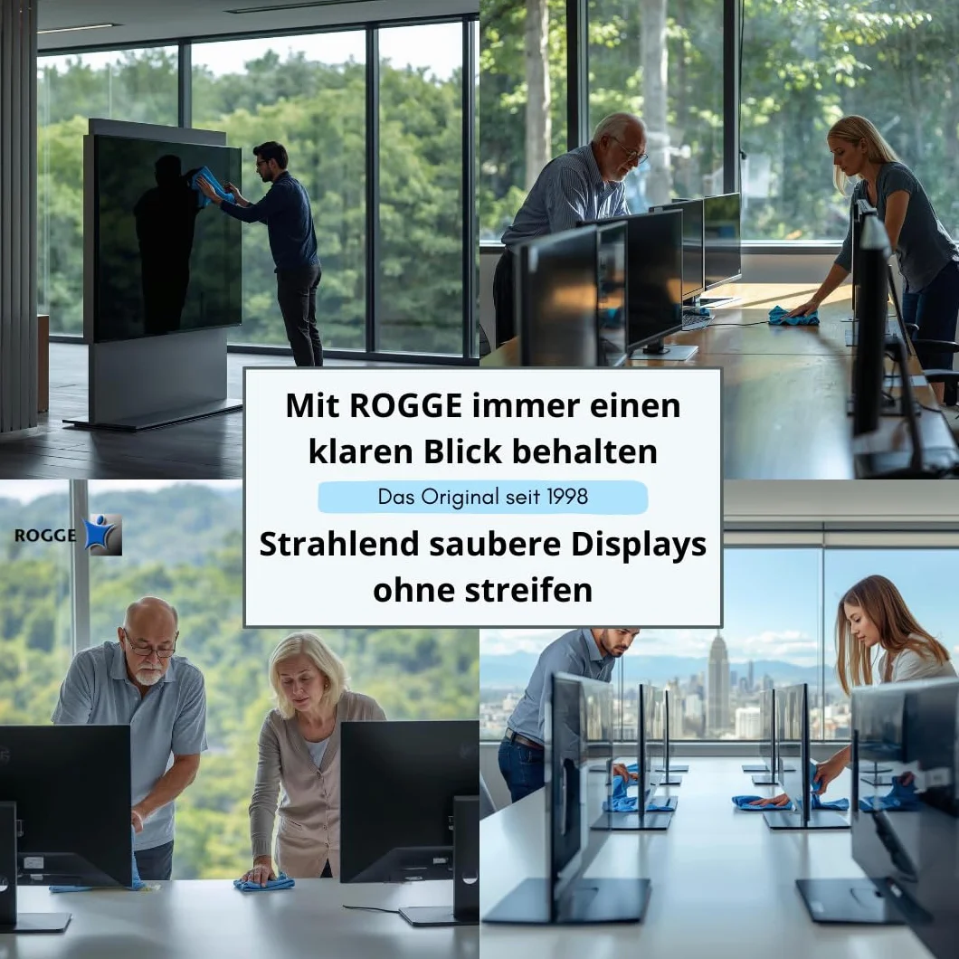 ROGGE DUO-Clean Original. LCD, TFT, LED TV Touch Screen + Plasma Cleaner incl. Microfiber Wipes 38x40cm.The Original since 1998.