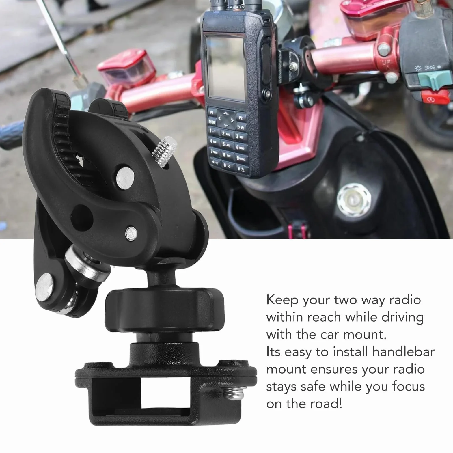 Supporto Per Walkie-talkie Per Moto, Radio Bidirezionale Per Bici, Supporto Per Bici, Morsetto Radio Portatile Regolabile Per Radio Bidirezionale, Nero