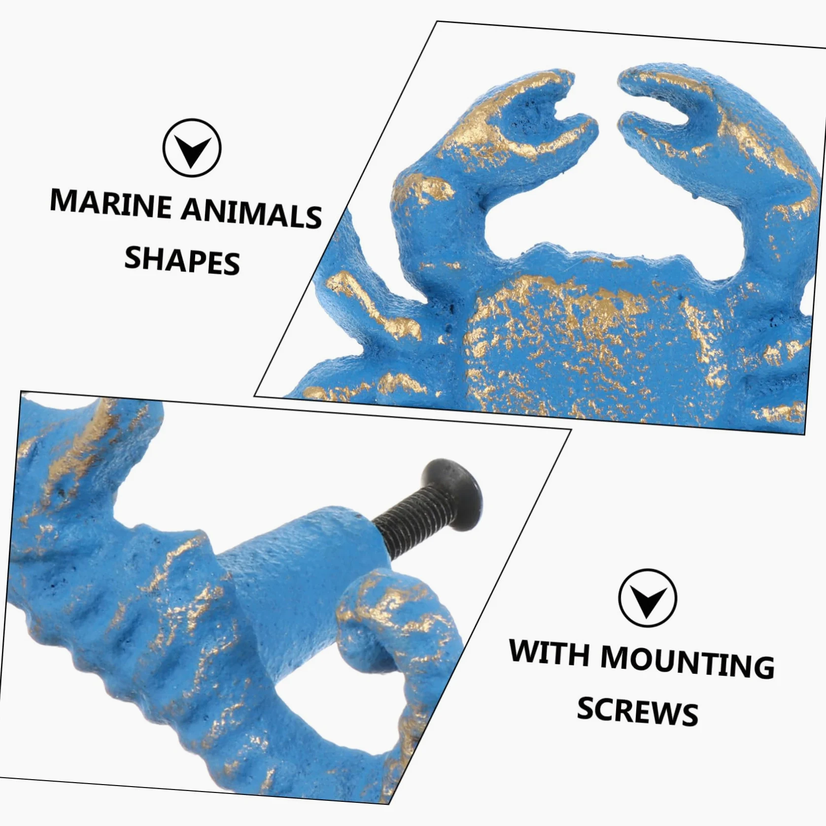 Maniglie per Mobili Stile Marino Retrò, 4 Pezzi in Ferro Blu, Facile da Installare, per Armadi e Credenze, Decorazione la Casa