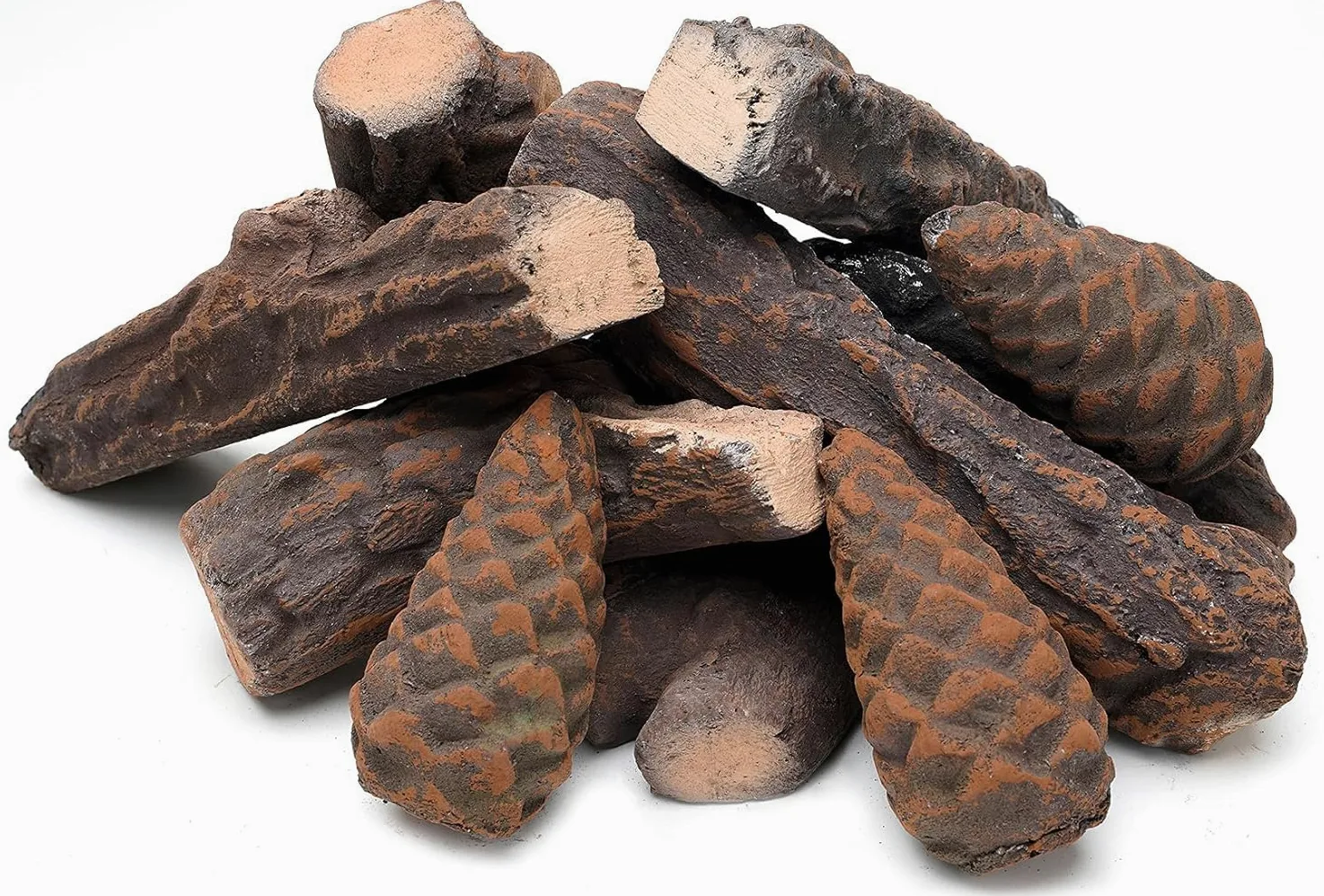 10 pezzi tronchi in ceramica per caminetto a bioetanolo, tronchi decorativi per camini a gas, elettrici, bioetanolo, tronchi artificiali senza fumo, a lunga durata, resistenti al calore, impilabili in