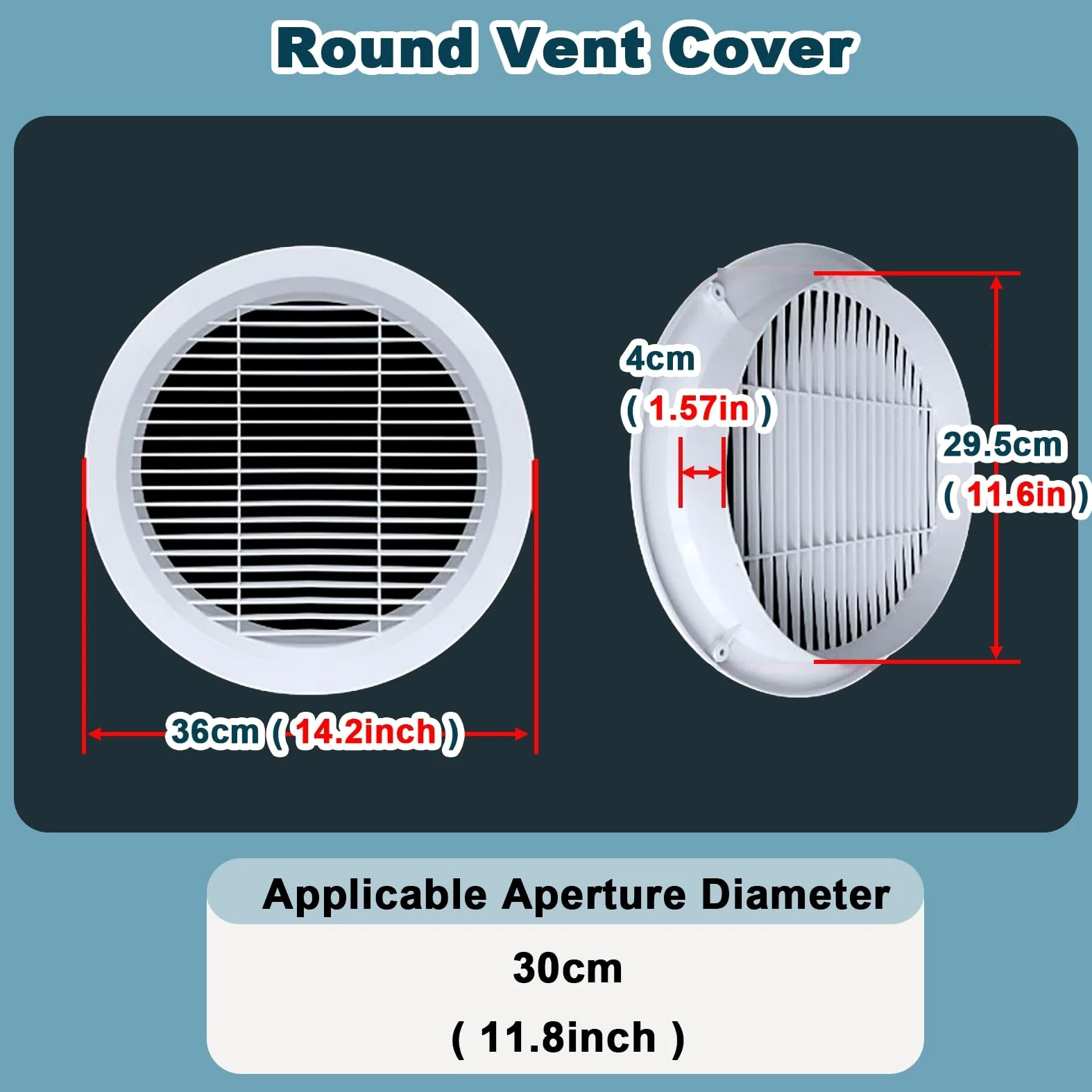 Griglia di Ventilazione per Soffitto/Parete, Copertura Rotonda per Soffitto/Copertura Fori Accesso, Coperchio Condotto Aria Condizionata(300mm/12in)