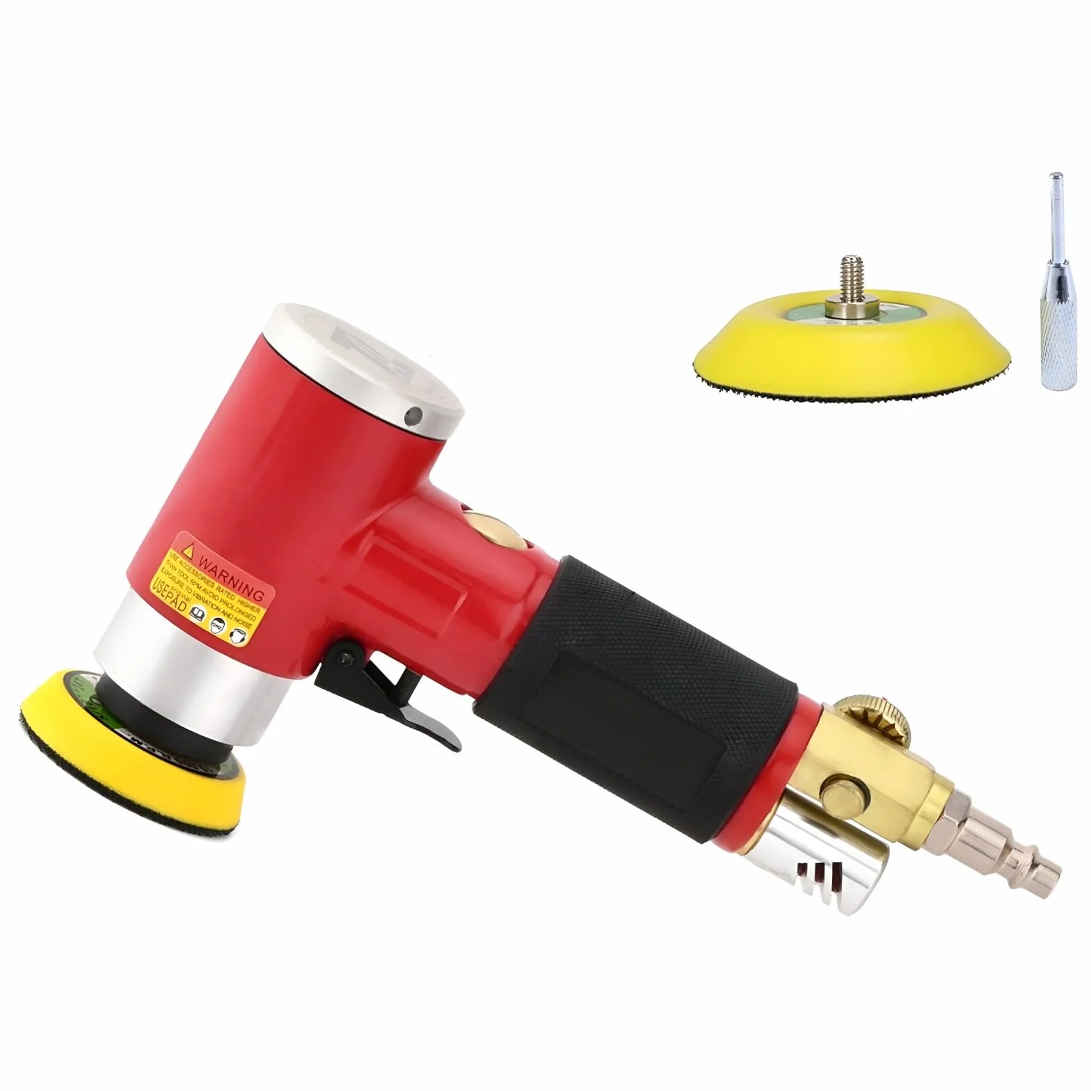 Smerigliatrice eccentrica angolare pneumatica Lucidatrice Mini lungo rettilineo rosso 50 mm 75 mm Disco abrasivo