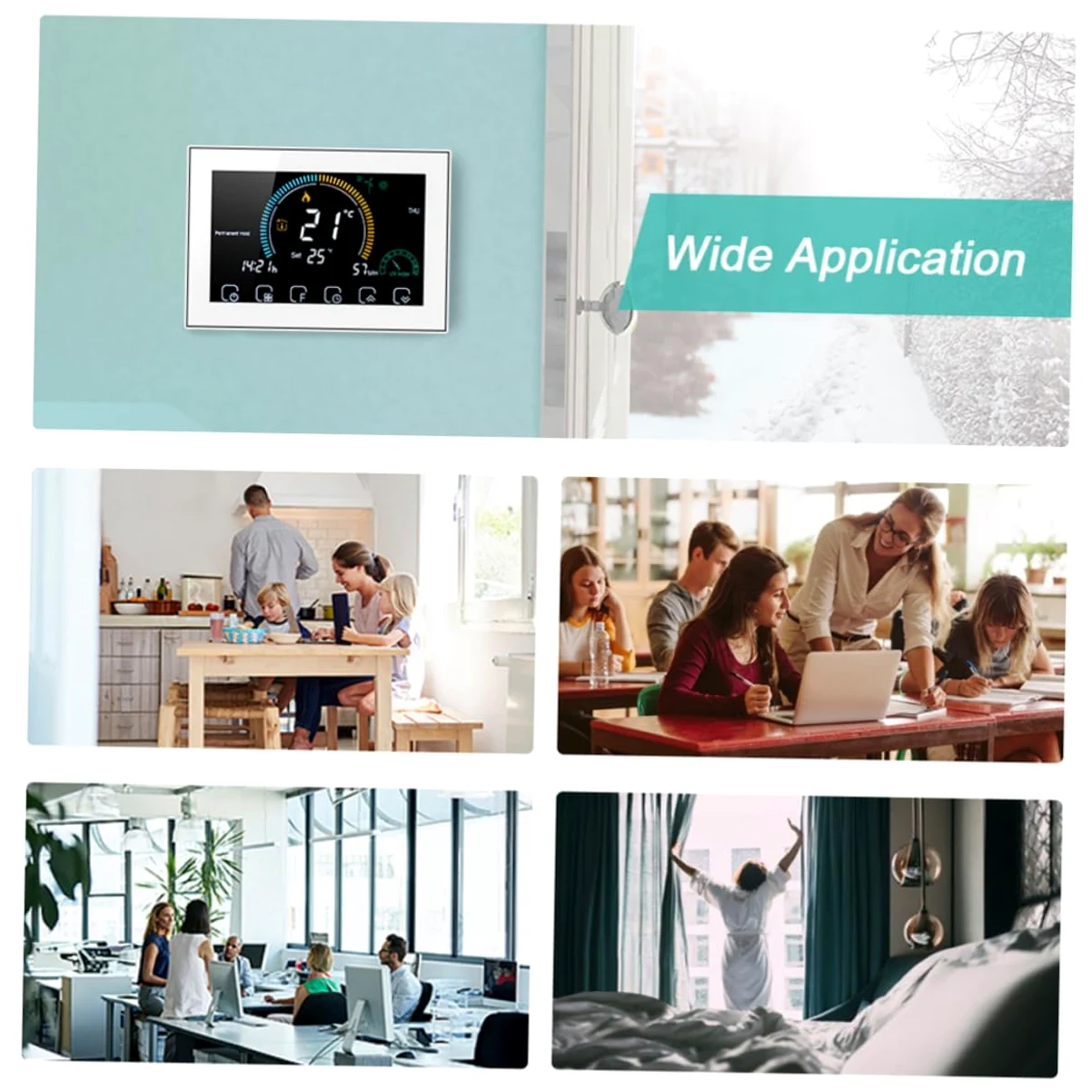 SHINEOFI Termostato Digitale Intelligente Per Riscaldamento Pavimento Schermo Lcd Touch Display Meteo Temperatura e Umidità Facile Installazione e Controllo Manuale o Programmabile