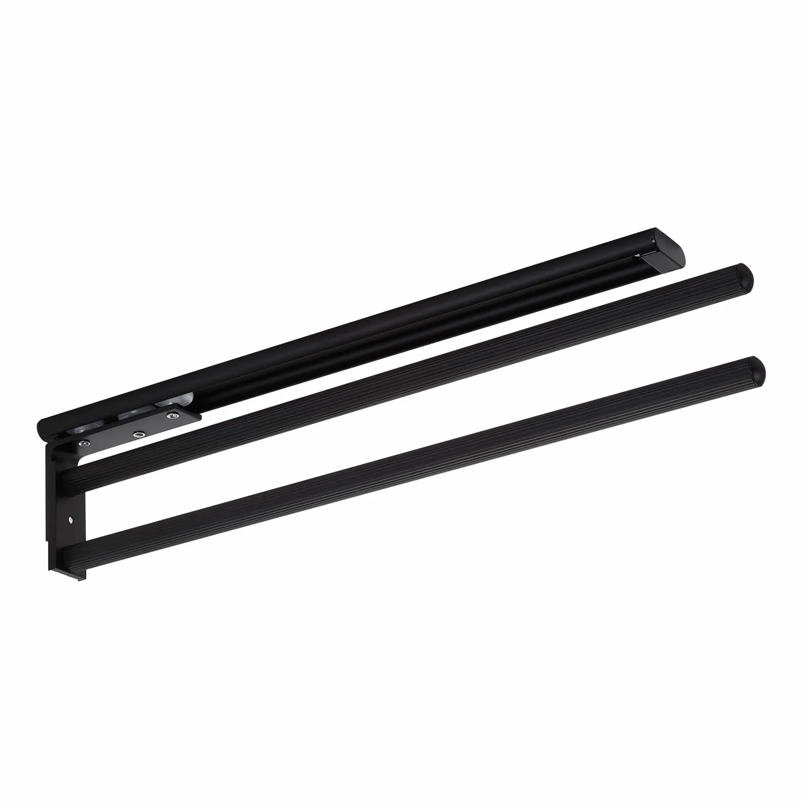 SOTECH Portasciugamani in alluminio nero opaco 2 bracci telescopico 450-730 mm