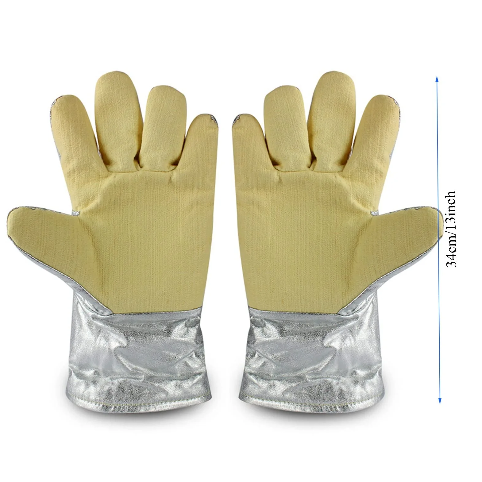 QFFL Guanti Resistenti alle Alte Temperature da 500 Gradi, Antiscottatura Guanti da Griglia e da Camino per la Caldaia Elettrica della Saldatura di Fusione del Metallo, 35 cm