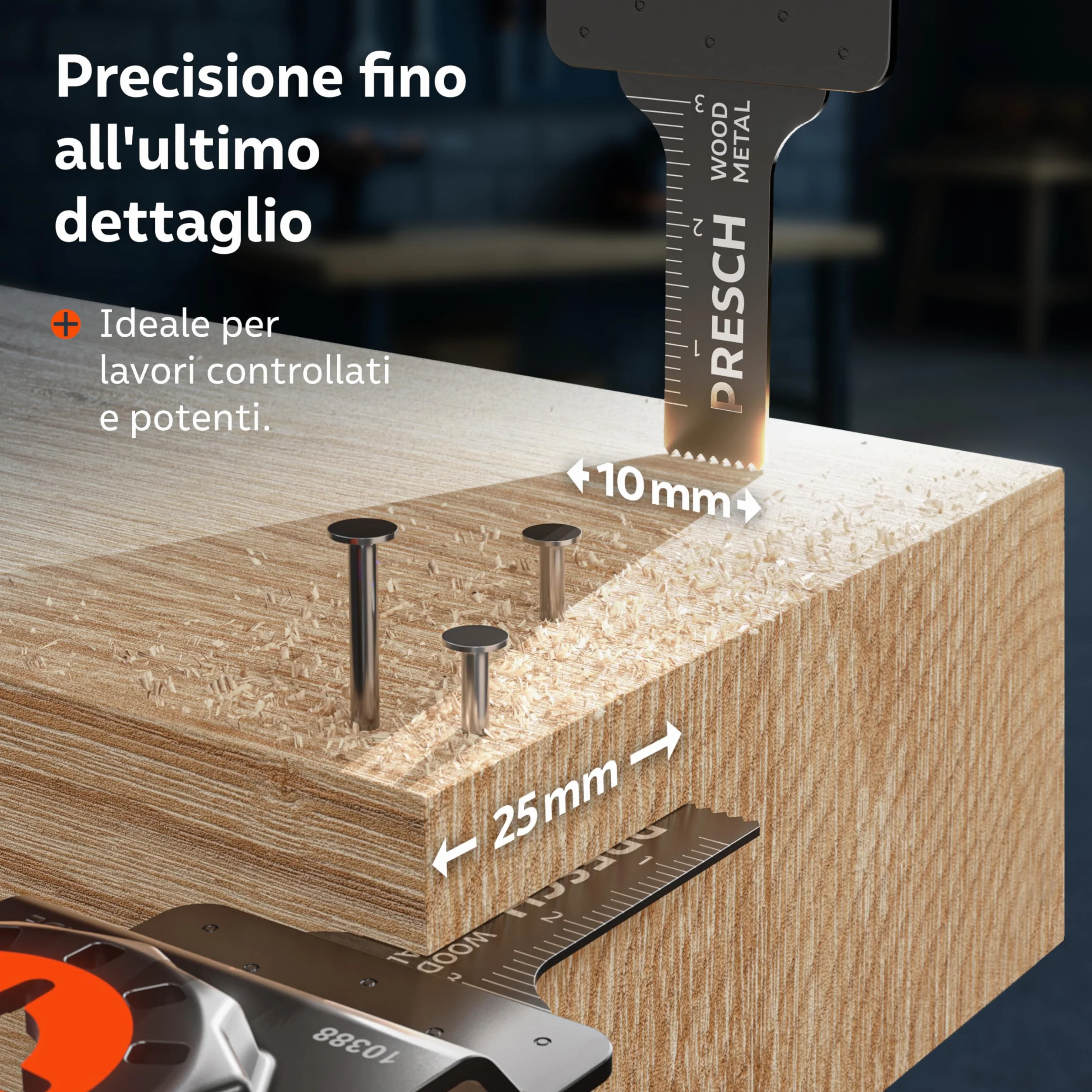 Presch Lame Multifunzione Legno e Metallo 25x10mm 5 pz. - Lame Starlock per sostituzione senza attrezzi - Taglio preciso con denti bimetallici e forma sfalsata - Accessori multiutensile professionale