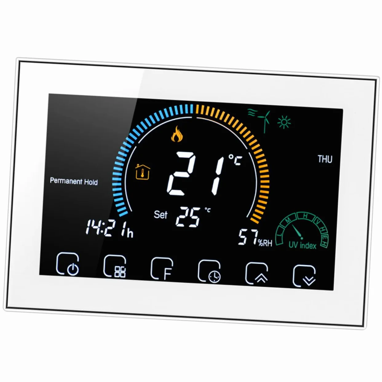 SHINEOFI Termostato Digitale Intelligente Per Riscaldamento Pavimento Schermo Lcd Touch Display Meteo Temperatura e Umidità Facile Installazione e Controllo Manuale o Programmabile