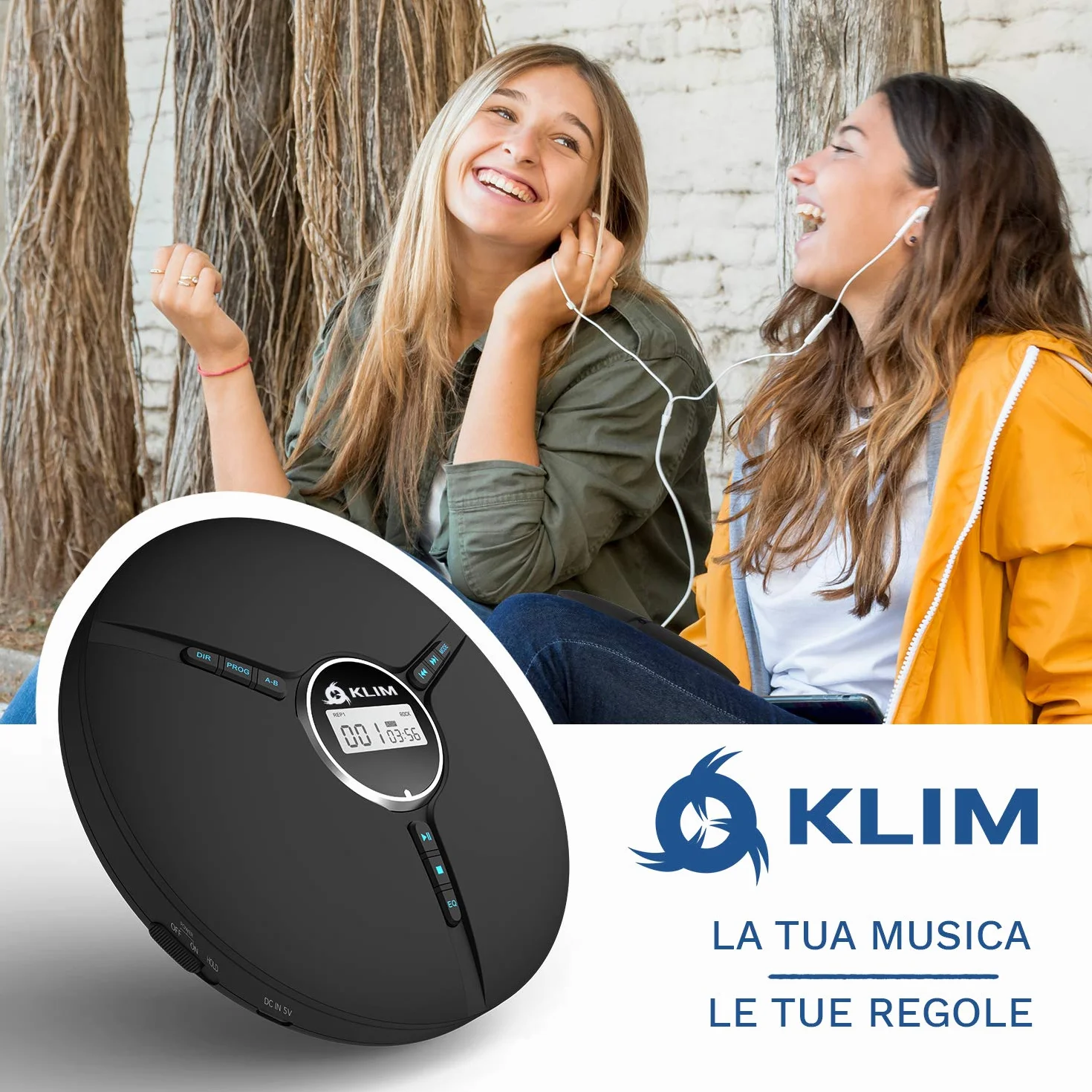KLIM Discman – Lettore CD portatile con batteria interna ricaricabile + Auricolari KLIM Fusion – compatto, personale, compatibile con CDR, CDRW ed MP3, CD Walkman - NUOVO - Nero