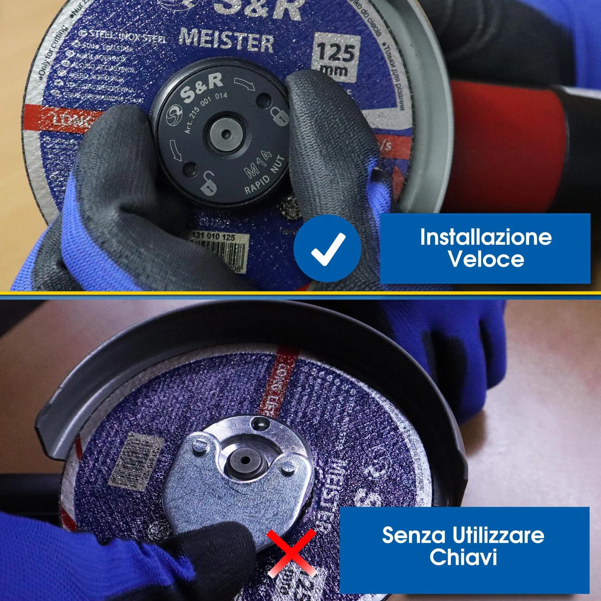 S&R Dado Flangia Smerigliatrice Serraggio Rapido M14 Accessori per Smerigliatrici