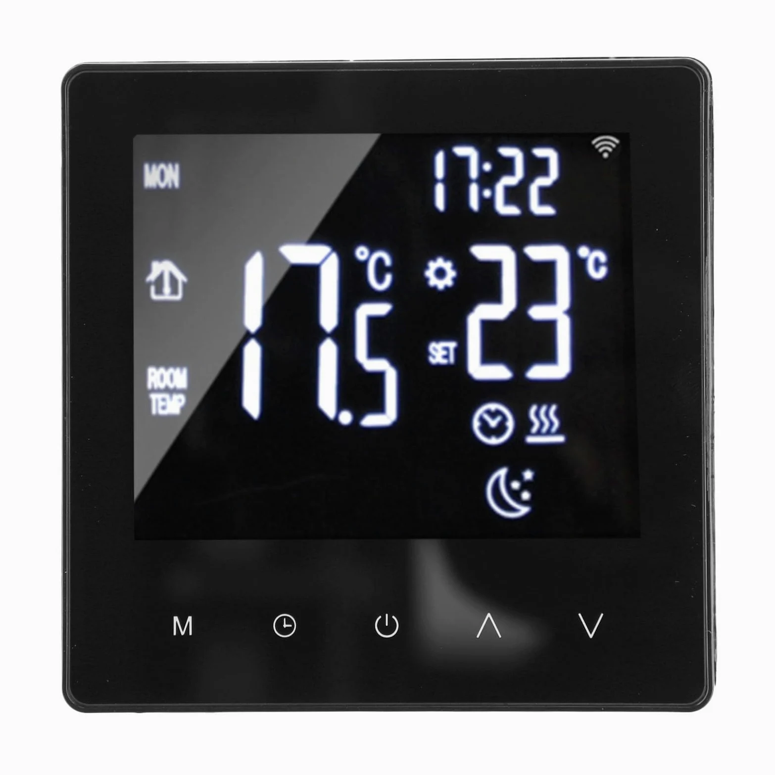 Termostato digitale programmabile per Hting domestico, abilitato con controllo app (Wisen/Tuya), 0,1 °C, sensore interno e pavimento, IPx2 nominale, CA 110-220V, carico 16A