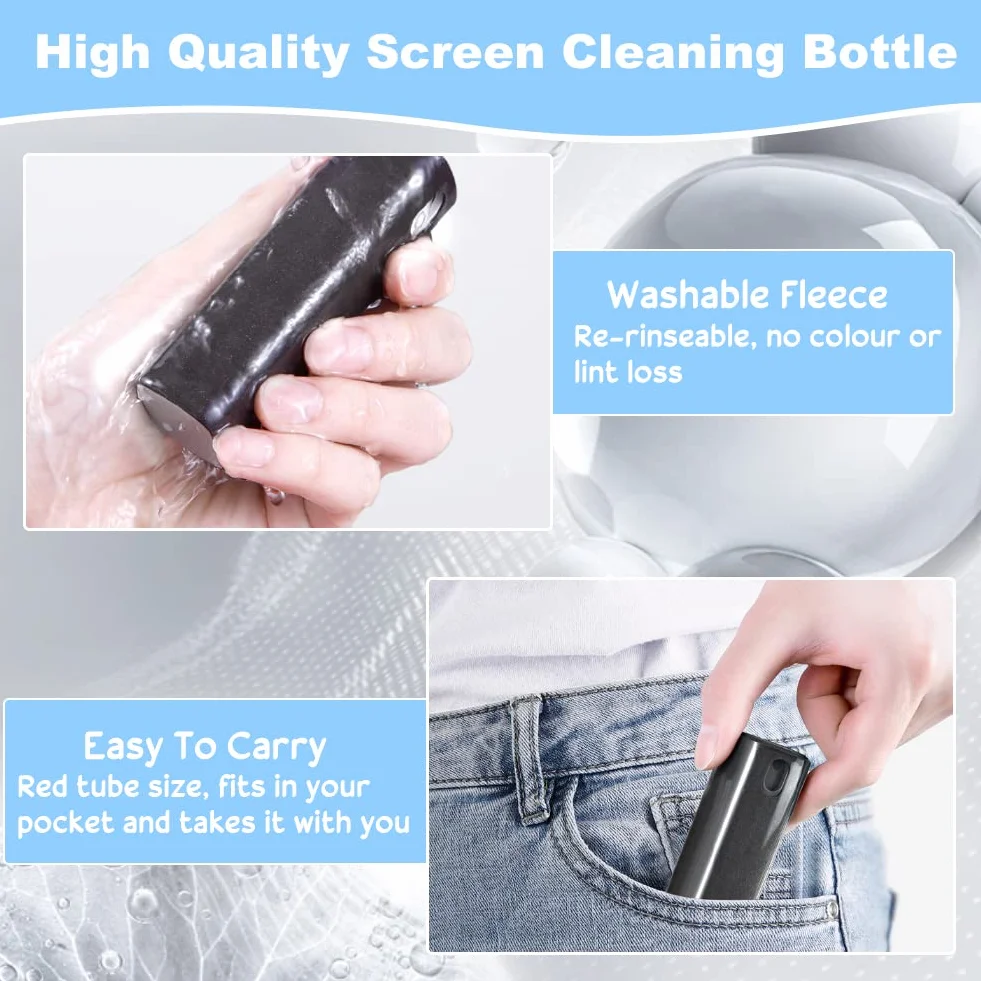 REFORUNG 2 Pz Spray 2 in 1 Ricaricabile per Gli Schermi di Telefoni 2in1 Bottiglia Spray Pulisci Schermo e Panno per Tutti i Telefoni, Tablet, Laptop,Schermo per Auto, Superficie in Vetro