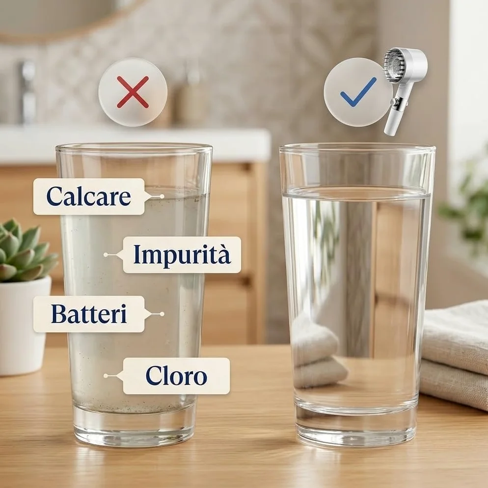 Pulifer Doccino Filtrante Originale,Doccia Ad Alta Pressione Con Tre Modalità,Risparmio Idrico Ed Energetico,Con Filtro