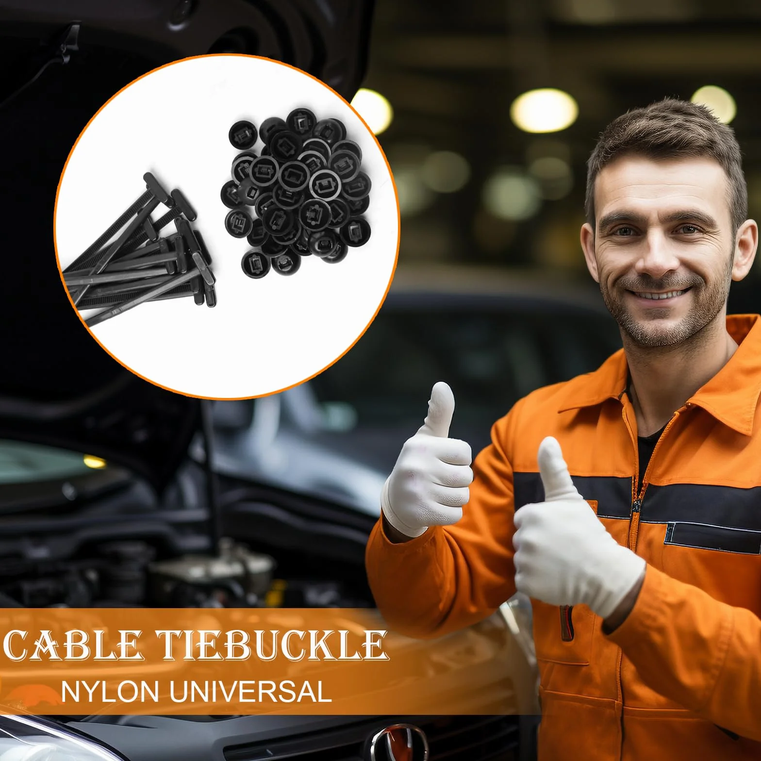 Universal Cable Tie Buckle Nylon 50Pcs Fibbia Universale Fascette Stringicavo