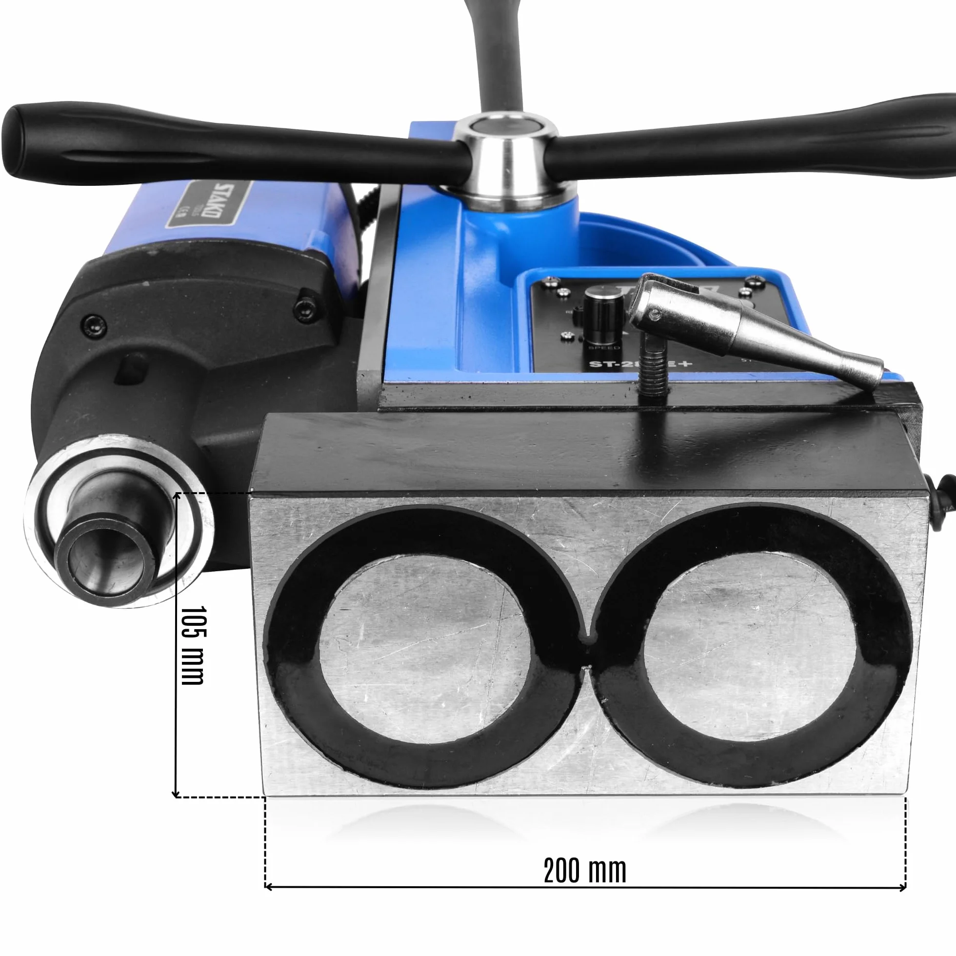 STAKO Trapano magnetico 1800 W ST-28RE+ Ø 80 mm 16500N Weldon 19 mm MK3 mandrino B16 3-16 mm Set 2