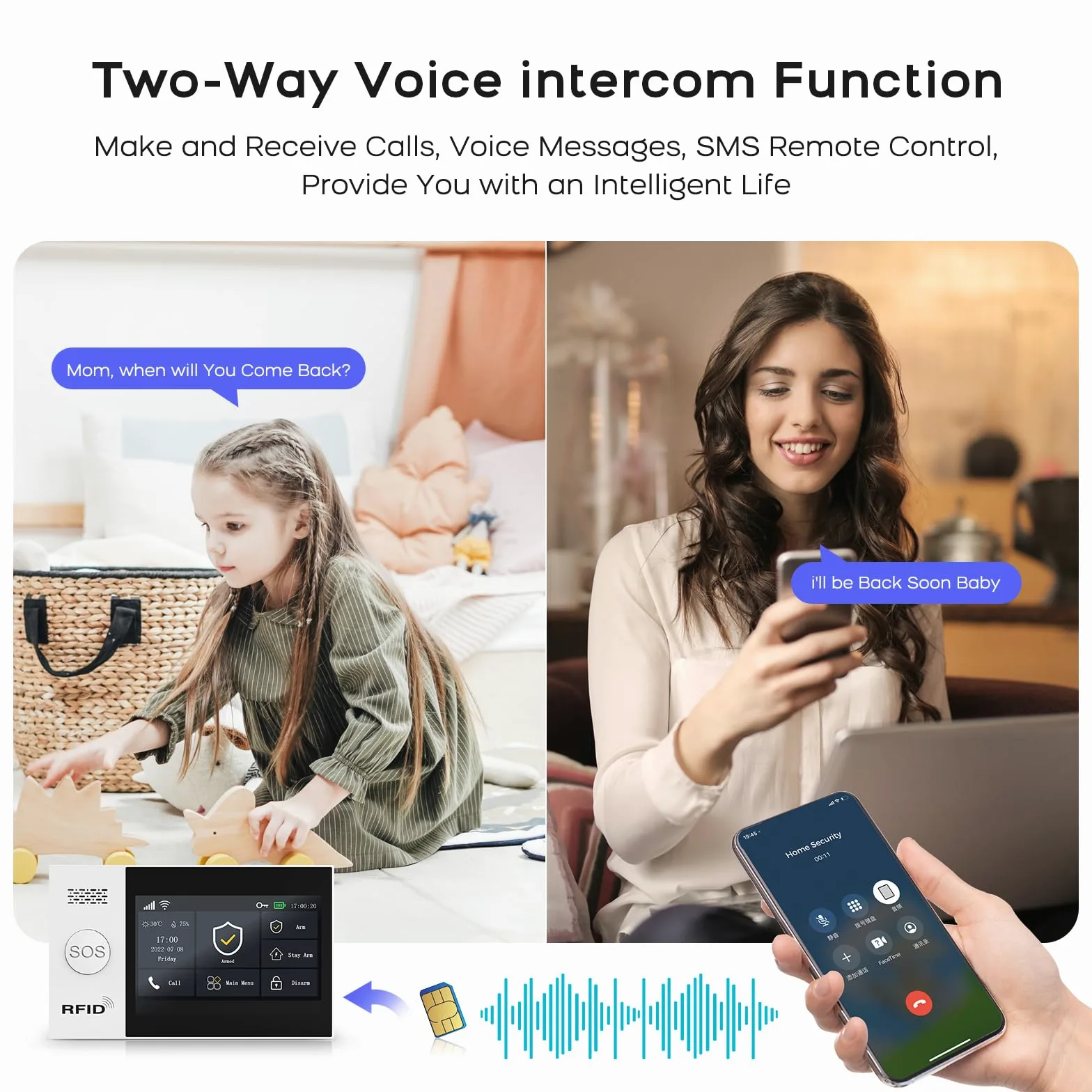 PGST kit sistema di allarme antifurto casa wireless domestico WiFi/4G SIM, APP Tuya Smartlife, RFID, sirena, sensori porta finestra, rilevatore di movimento