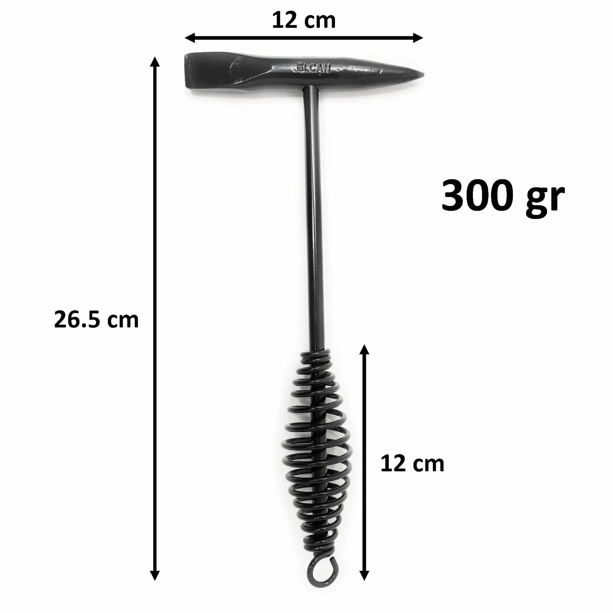 ELCAN Fresa professionale martello per scorie saldatura 300g acciaio pieno lato punta scalpello
