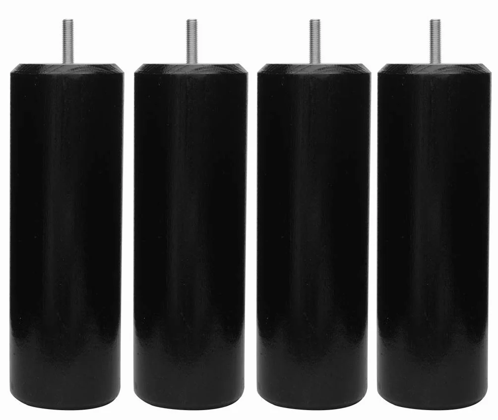 Set di 4 Piedini per Rete Margot, Nero, Altezza 15 cm