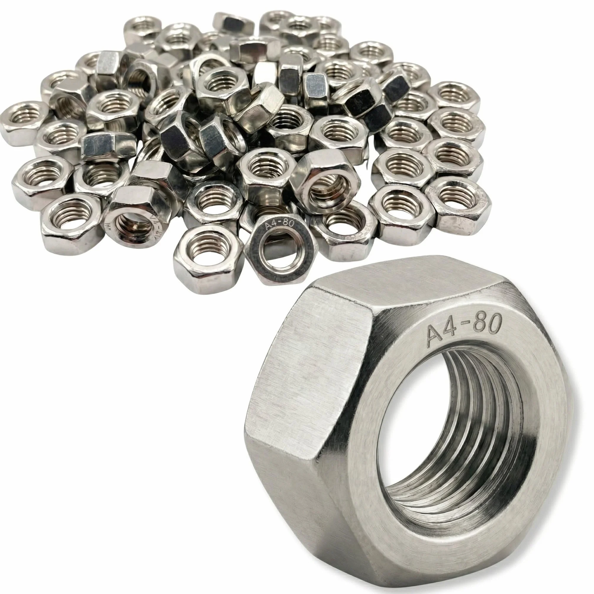 Nakrętka inox M5 A4 DIN 934 ISO 4032 ze stali nierdzewnej V4A 316 – zestaw 50 sztuk