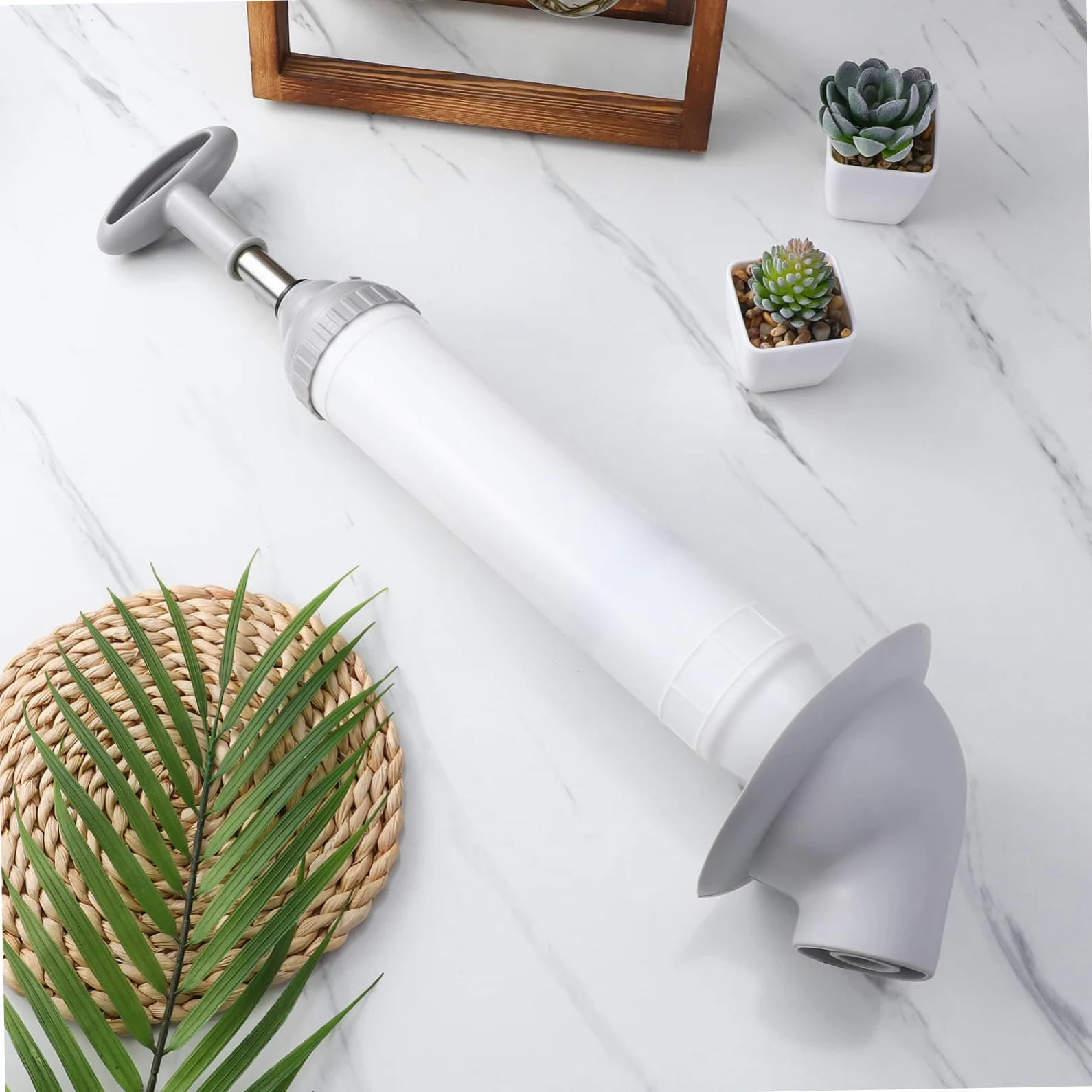 VILLCASE Stura WC ad Alta Pressione, Pompa per Sturare Lavello e Toilette, Acciaio Inox e Pp, Bianco, per Bagno e Cucina