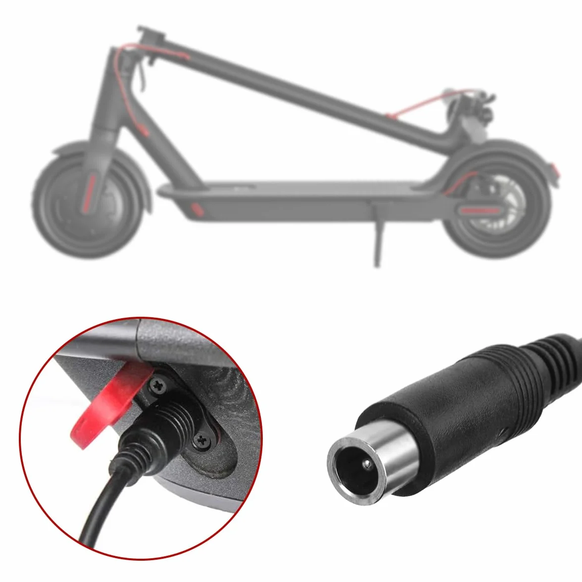 Caricatore Monopattino Elettrico, 42V 2A Adattatore di Alimentazione Caricabatteria Universale con connettore RCA (8 mm), Caricabatteria per Batteria al Litio da 36 V per Xiaomi